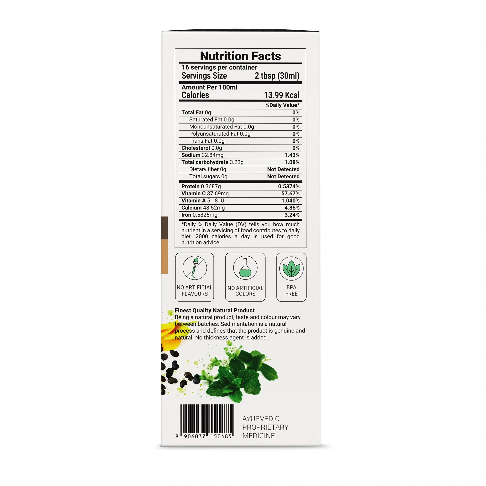 Nutrition facts label on a white background