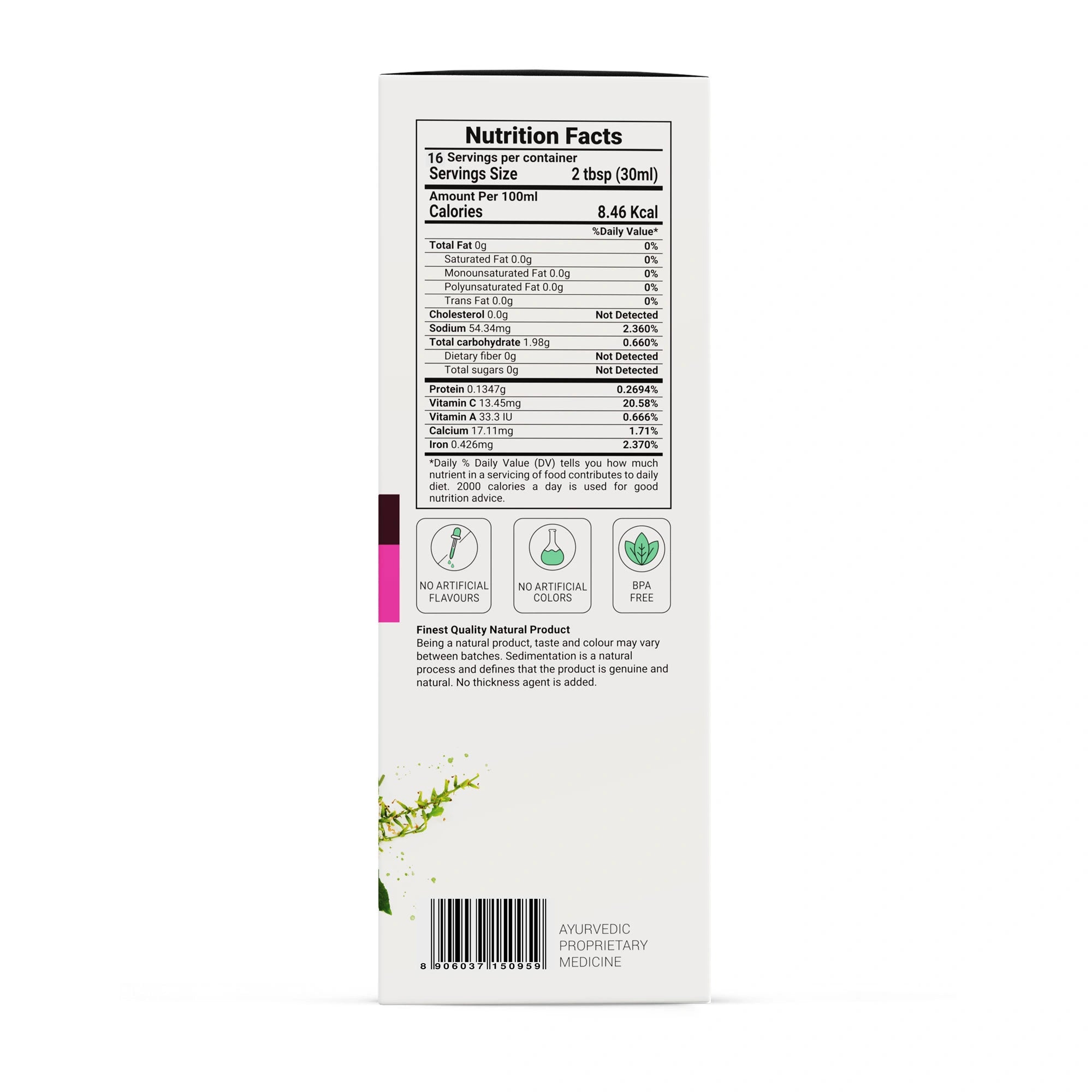 Nutrition facts label on a white background