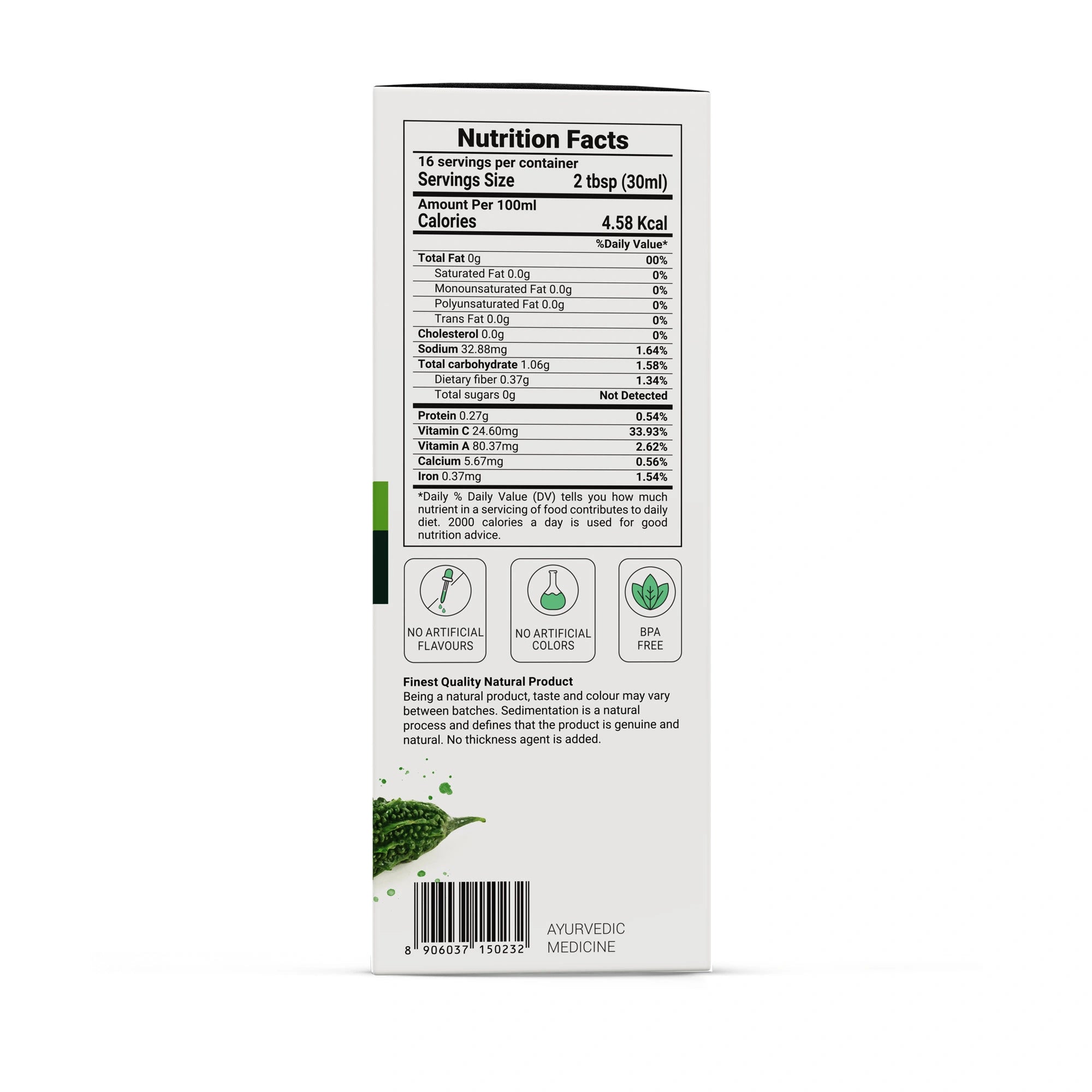 Nutrition facts label on a white background