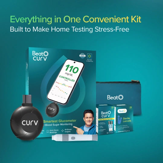 BeatO CURV Glucometer FREE Strips & Lancets Type-C USB Connector | Android Only