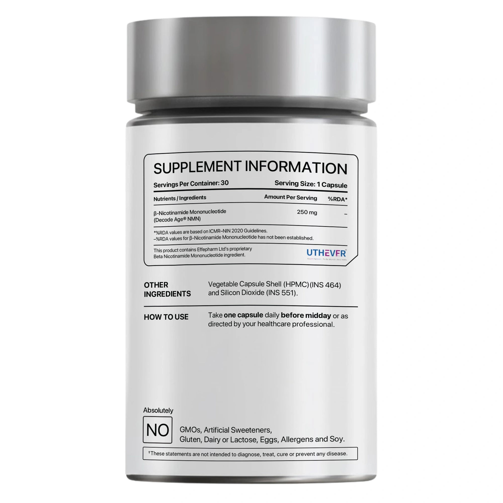 Supplement container with label on a white background
