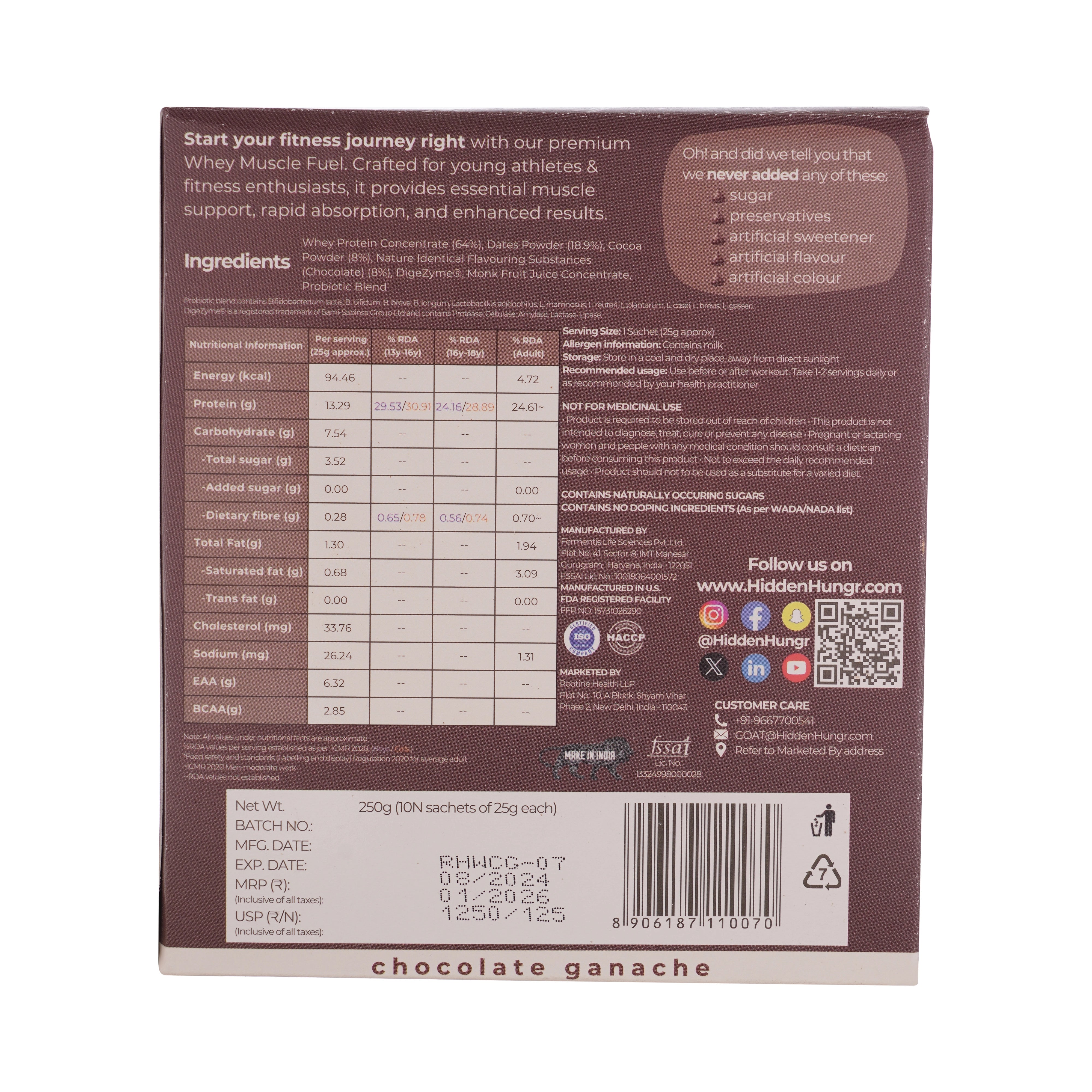 Hidden Hungr Whey Protein Muscle Fuel