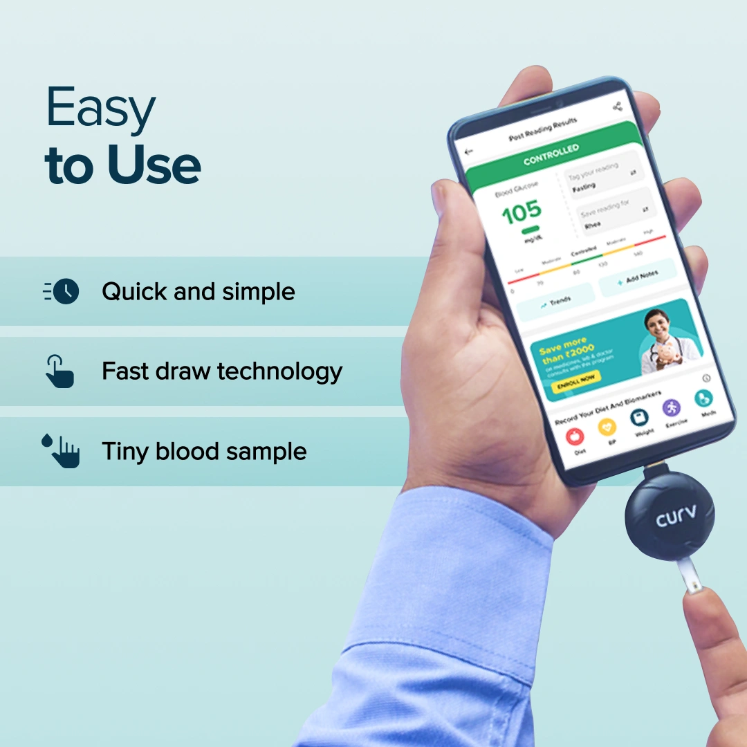 BeatO CURV - Blood Glucose Test Strips CURV Glucometer Strips