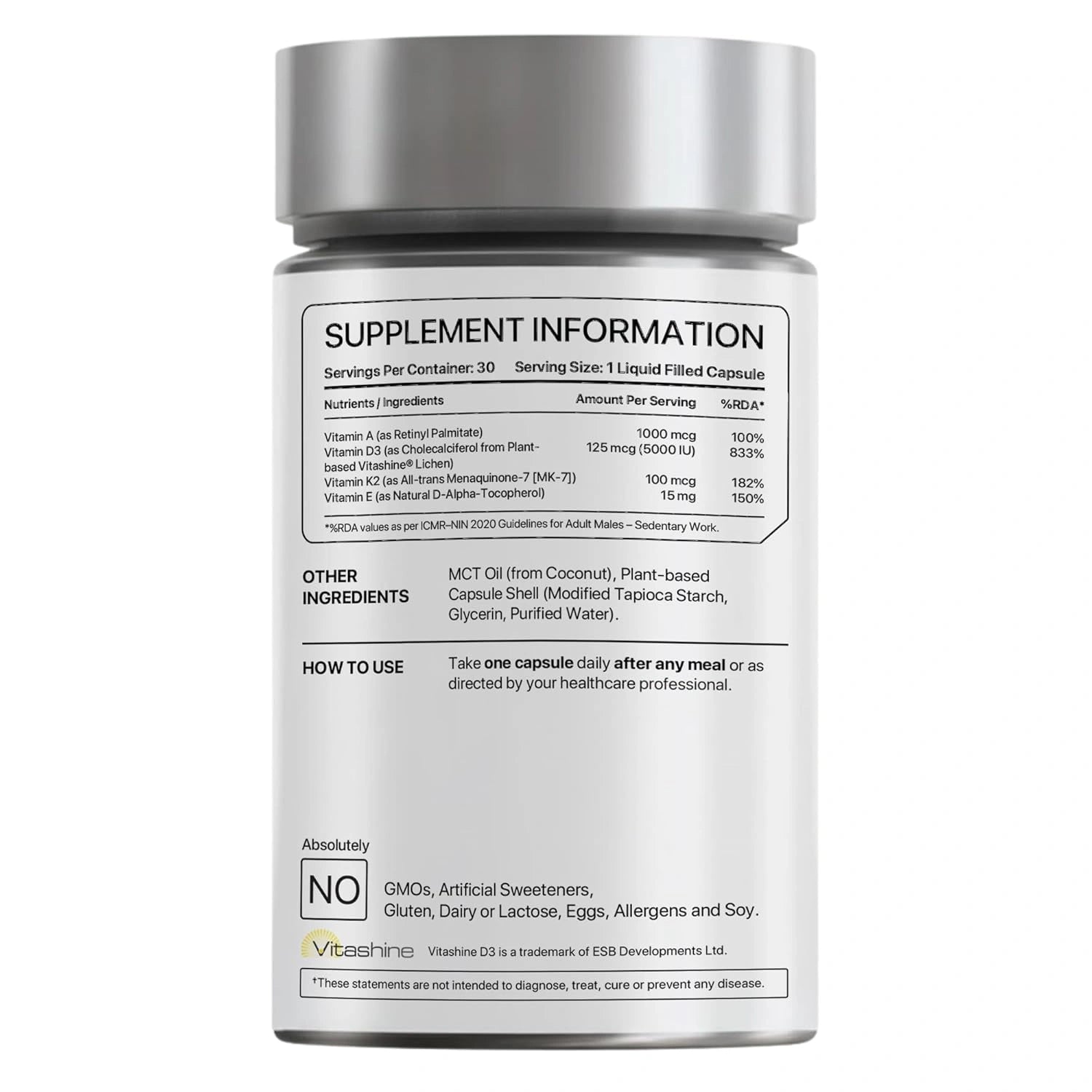 Supplement container with label on a white background