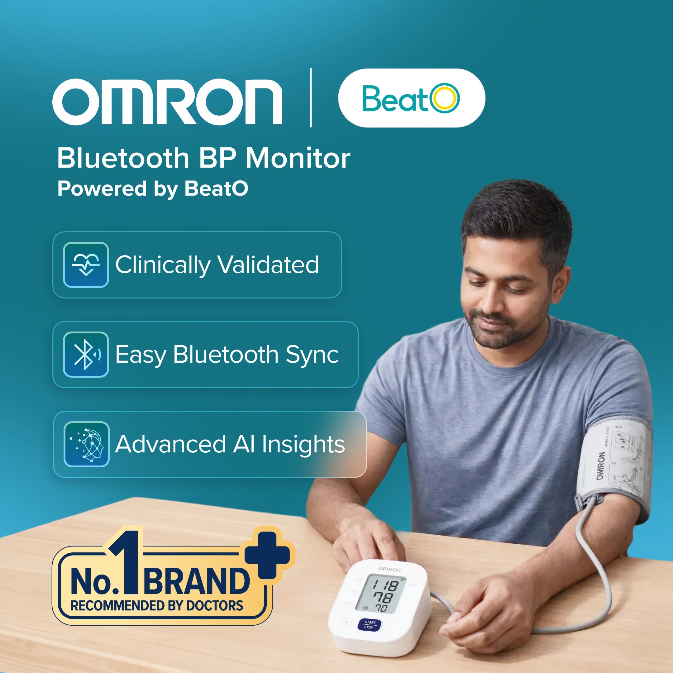 Omron X BeatO BP Monitor + FREE Weight Management Doctor Consultation | Clinically Validated | Bluetooth Connected | Weight Management & Metabolic Insights