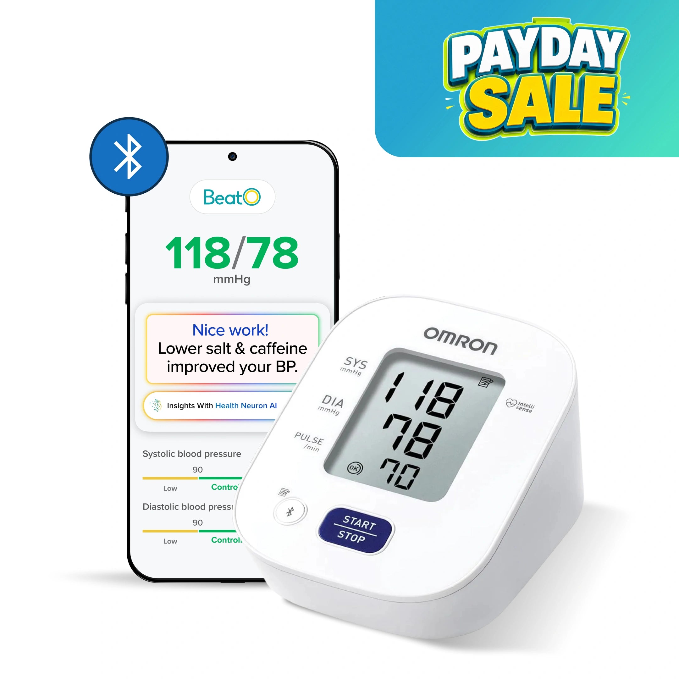 OMRON HEM-7140T1 Bluetooth BP Monitor Powered by BeatO App