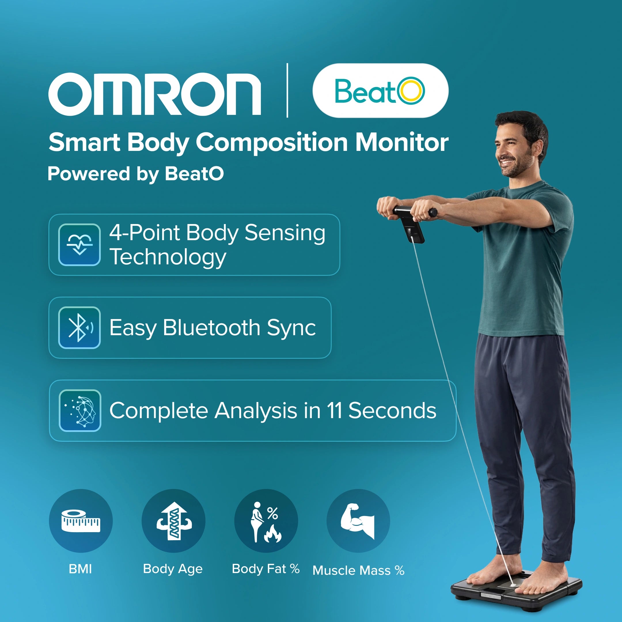 Omron New Karada Scan HBF 702T Digital Body Composition Monitor, Silver