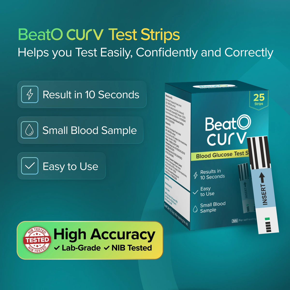 BeatO CURV - Blood Glucose Test Strips CURV Glucometer Strips