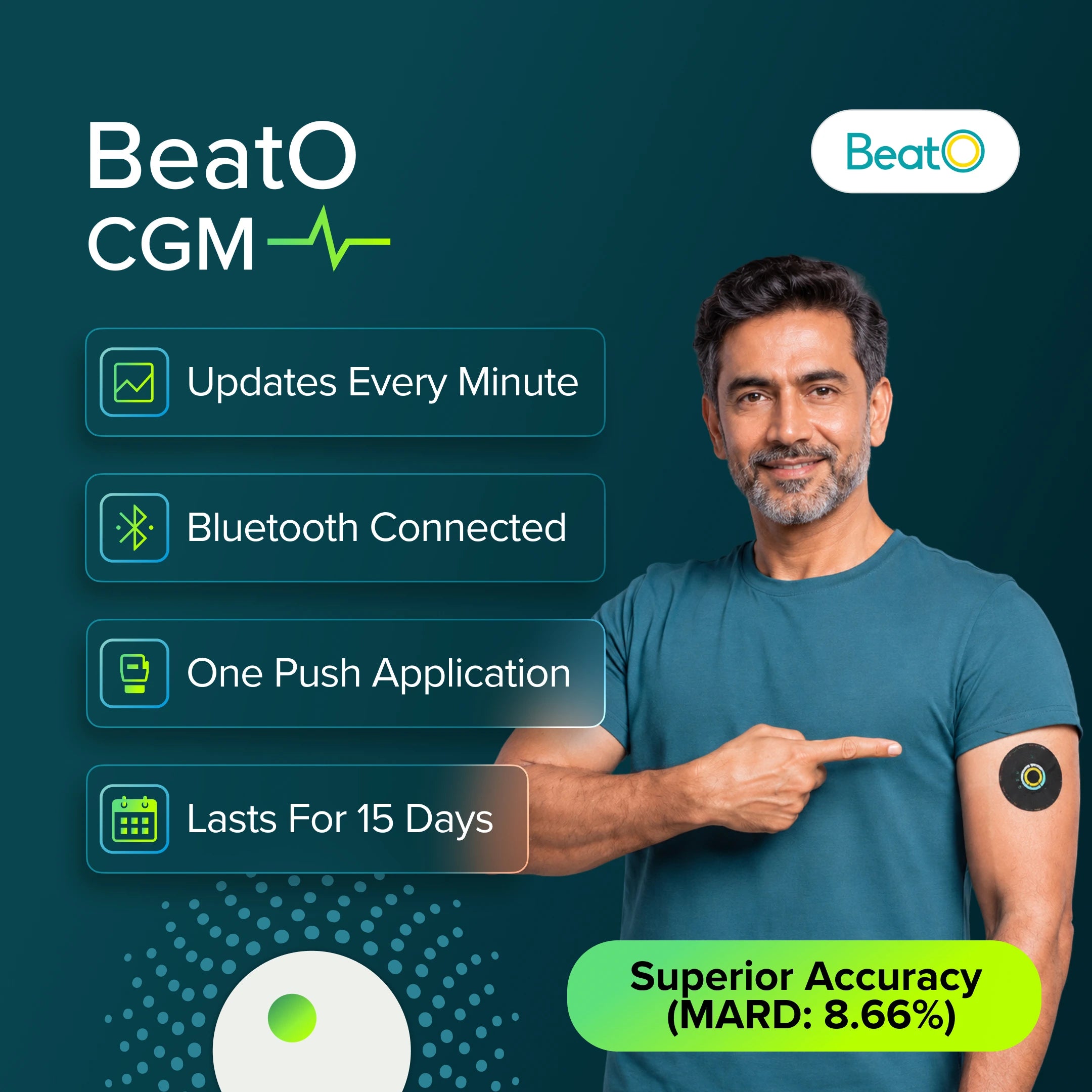 BeatO CGM Glucose Monitor 15 Days + Balanz by BeatO Apple Cider Vinegar with Mother 500 ml | Real Time Sugar Tracking | No Finger Pricks | Supports Blood Sugar Balance, Weight Management and Heart Health