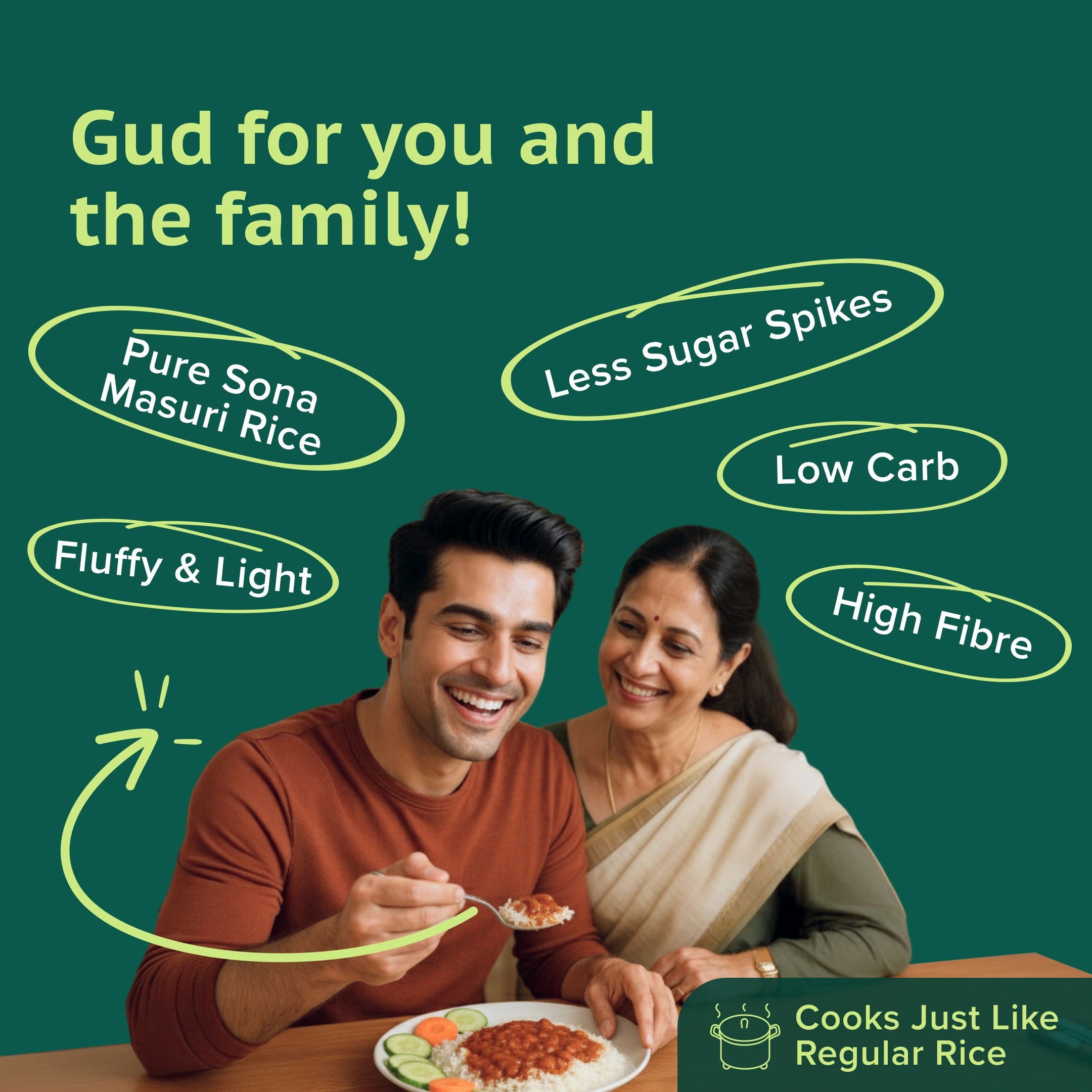 GudSwap by BeatO Rice (1kg) | Low GI 51 | Diabetes-Friendly | Easy to Digest | High Fibre | Non-GMO | No Pesticides