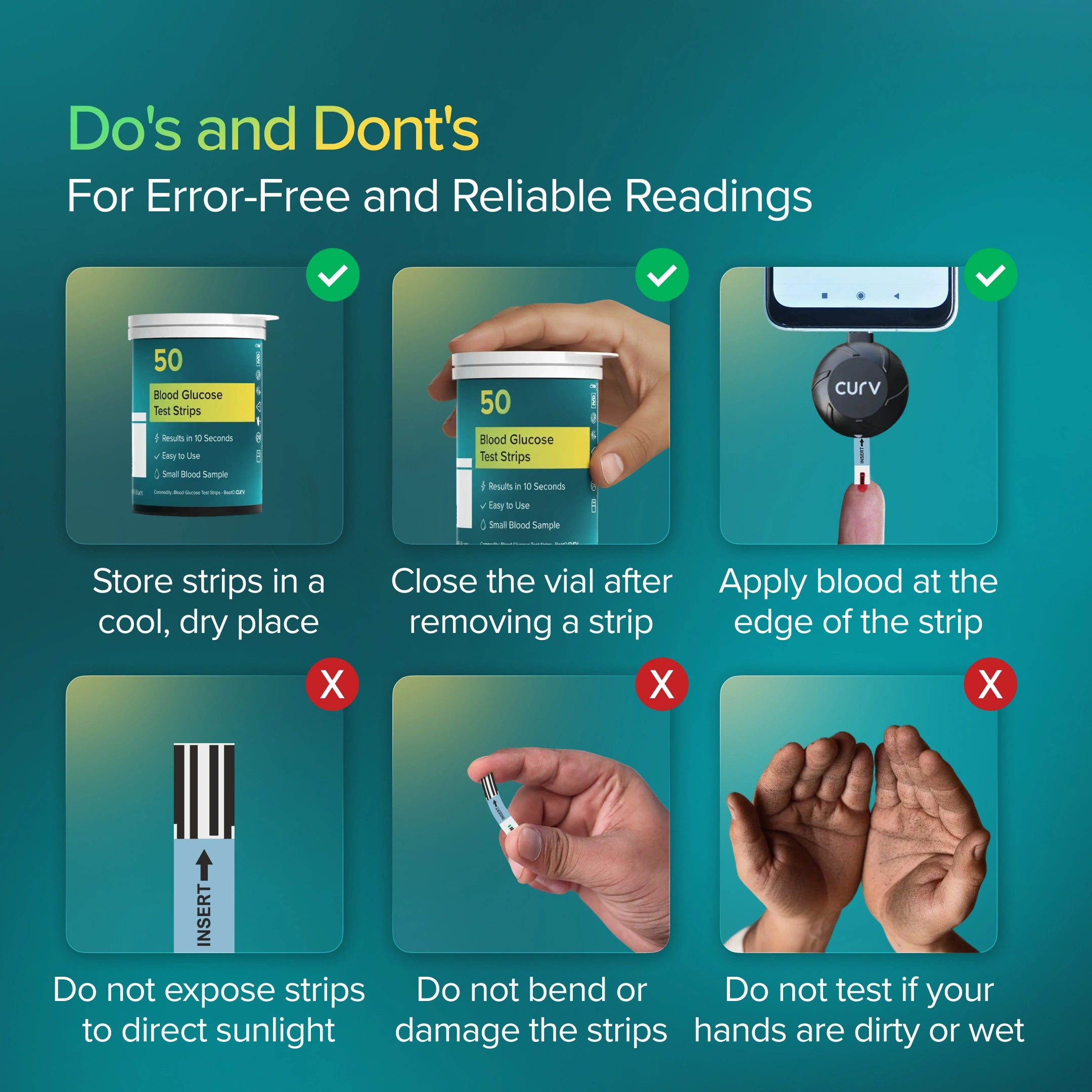 BeatO CURV - Blood Glucose Test Strips CURV Glucometer Strips
