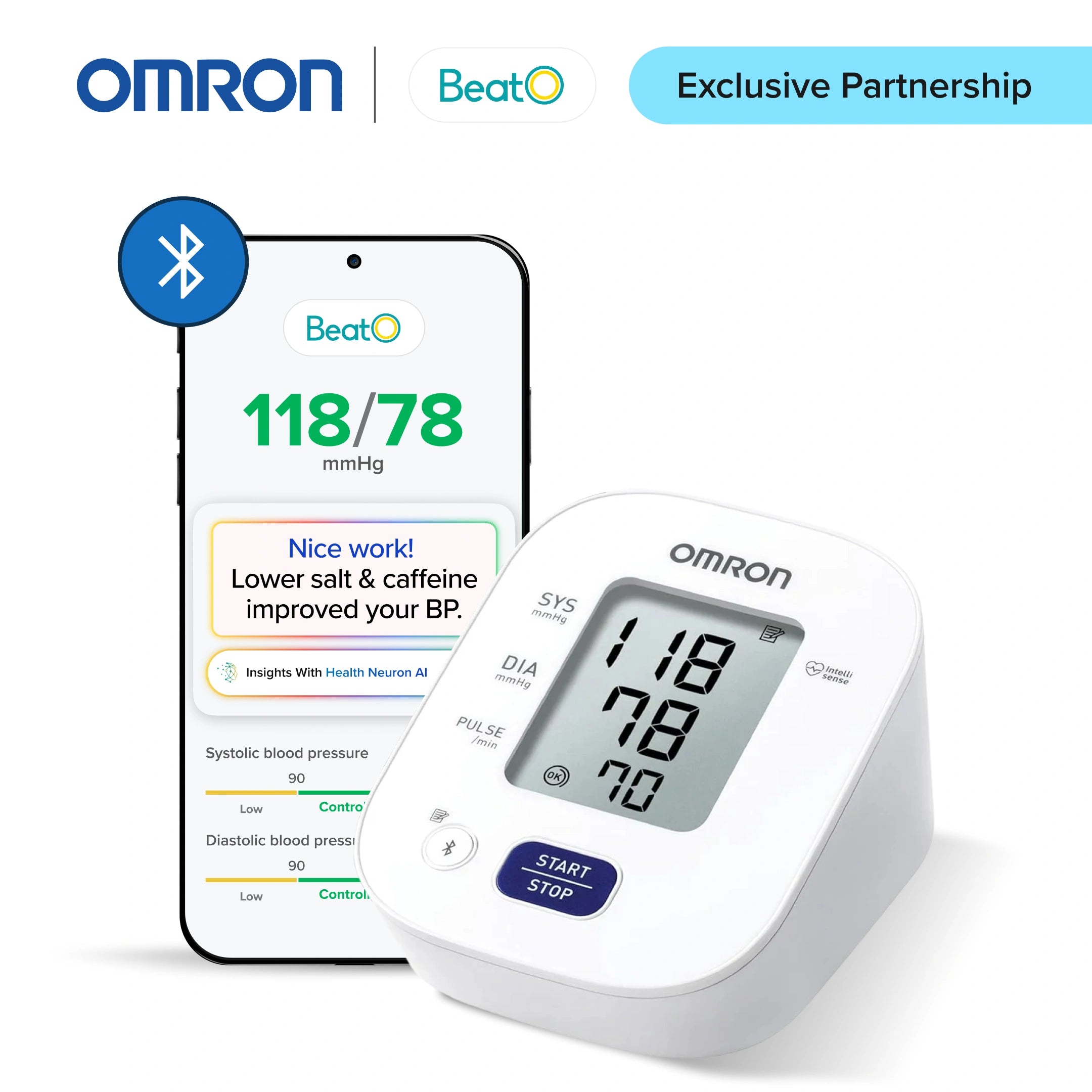 OMRON HEM-7140T1 Bluetooth BP Monitor Powered by BeatO App