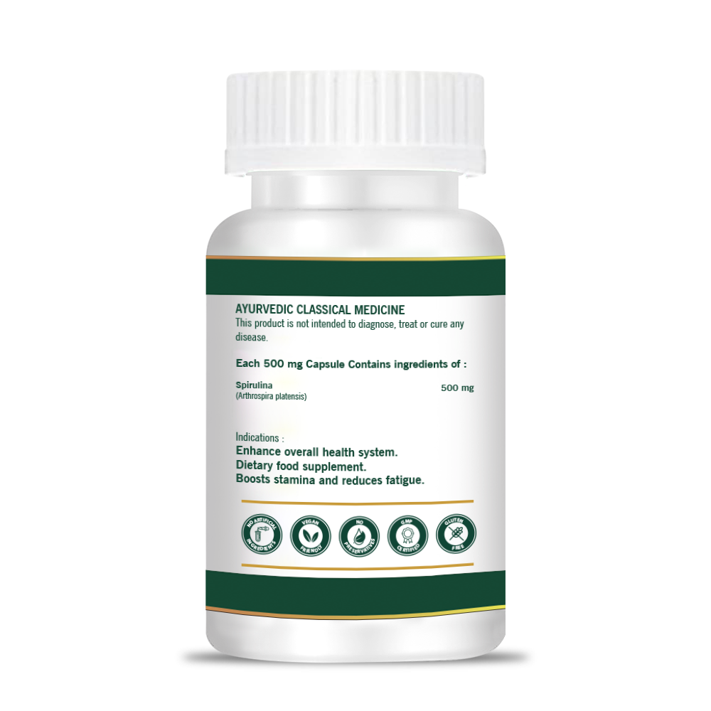Add Veda Spirulina Capsules - 500 mg (60 Veg Capsules) Ayurvedic Immunity Booster and Nutrition-Rich Superfood Supplement