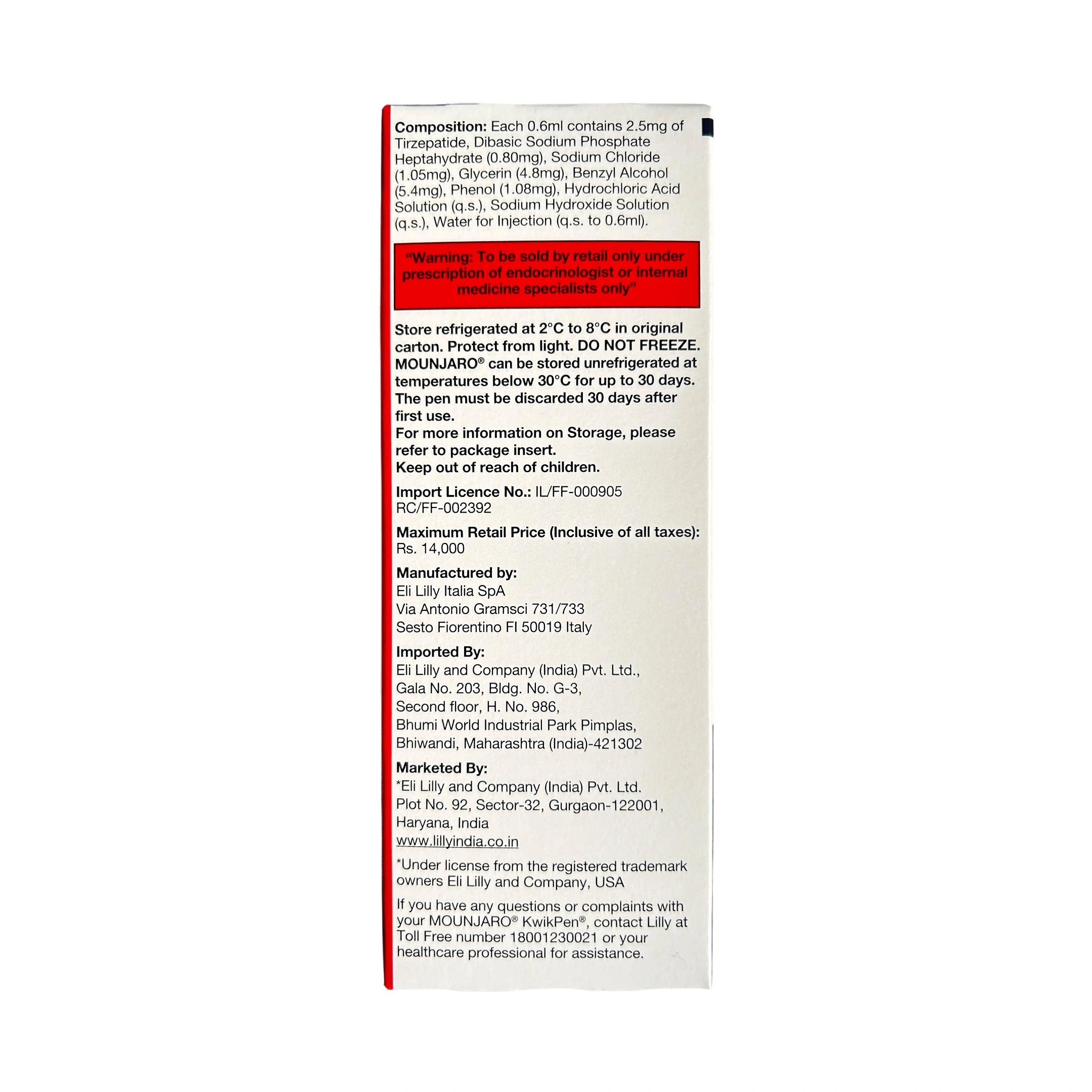 Product label with text and a red warning box on a white background