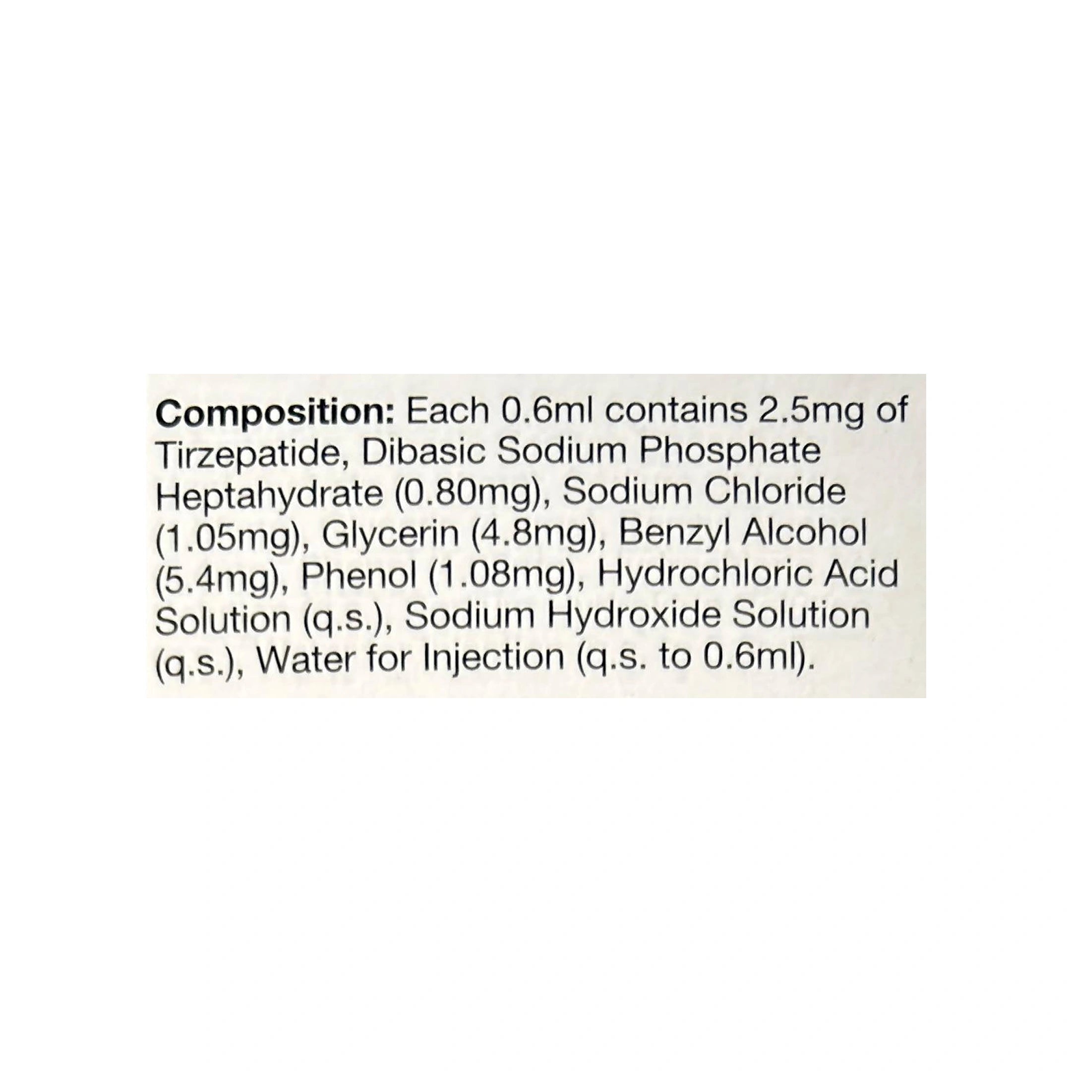 Medical composition label on a white background