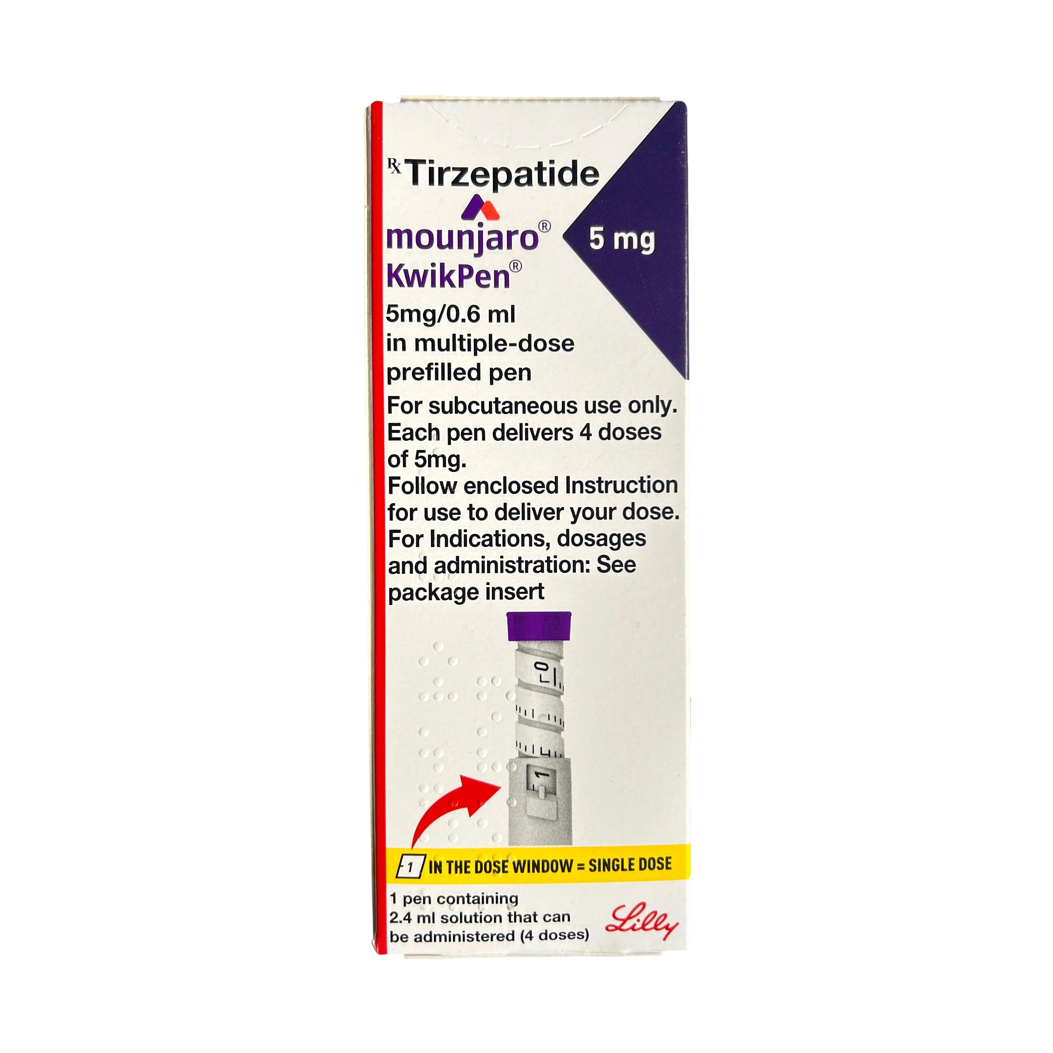 Mounjaro KwikPen packaging for Tirzepatide on a white background