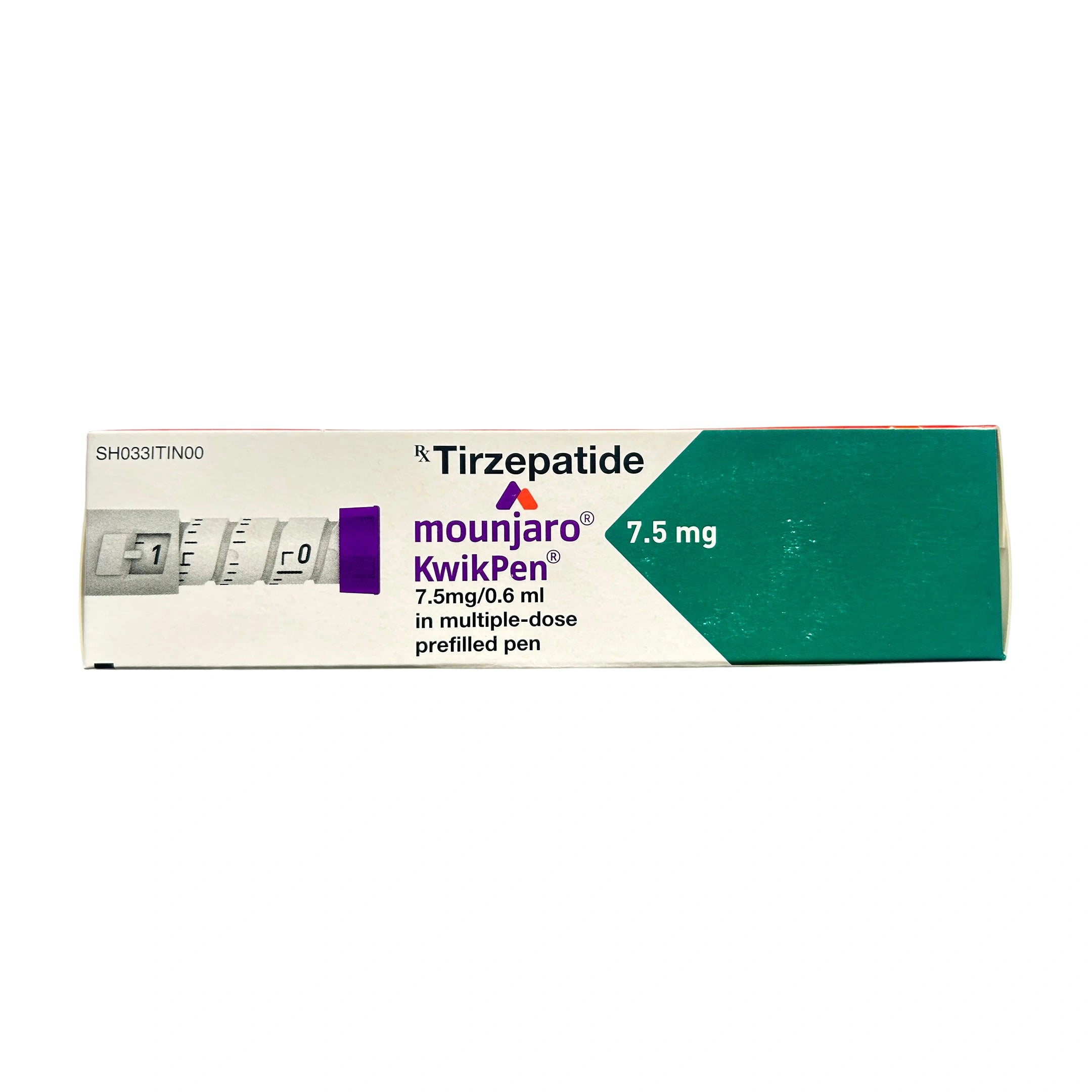 Mounjaro KwikPen packaging for Tirzepatide on a white background