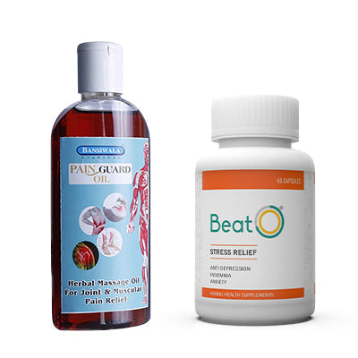 BeatO Stress Relief Capsules + Bansiwala's Pain Guard Oil Combo Pack