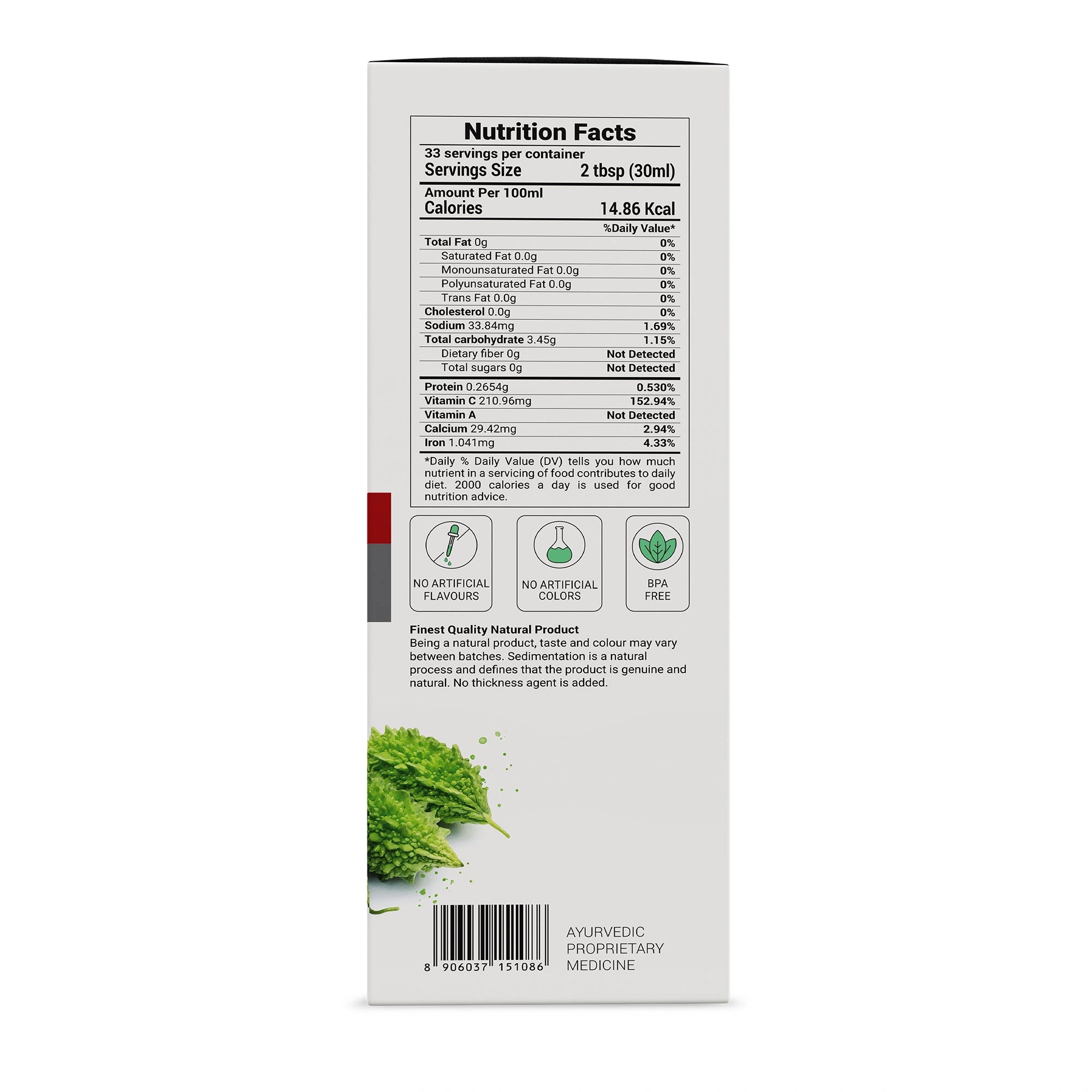 Nutrition facts label on a white background