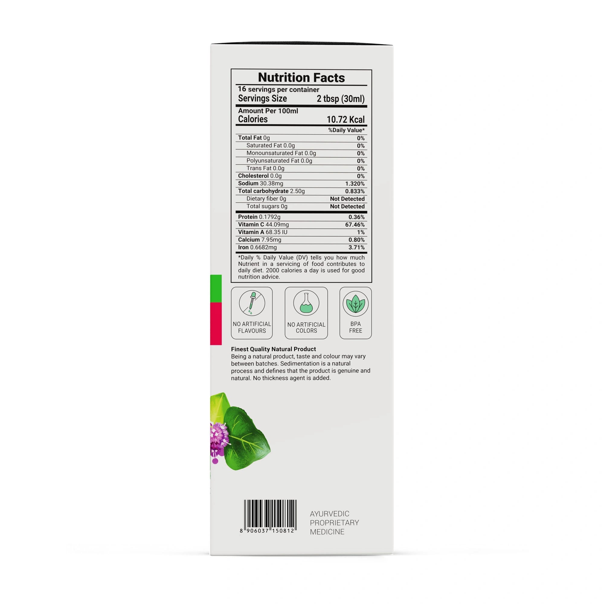 Nutrition facts label on a white background