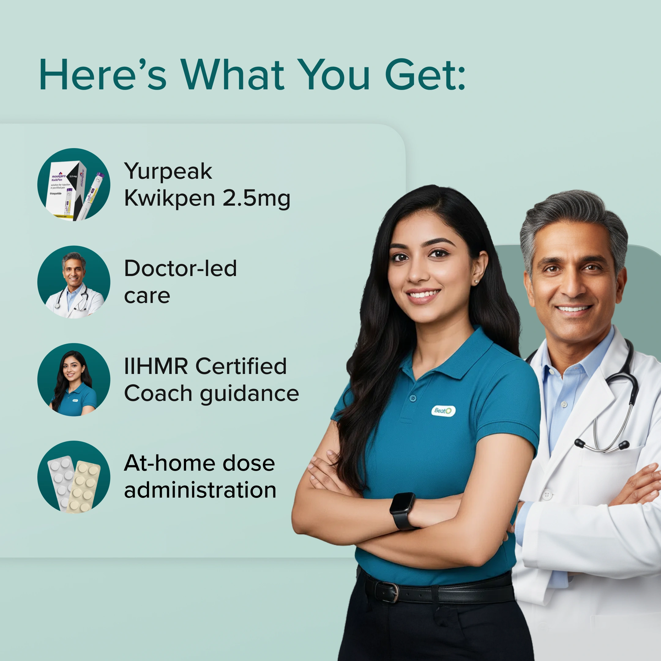 BeatO GLP-1 Weight Loss Program Wth Doctor Supervision | Yurpeak 2.5mg| (Prescription Mandatory)