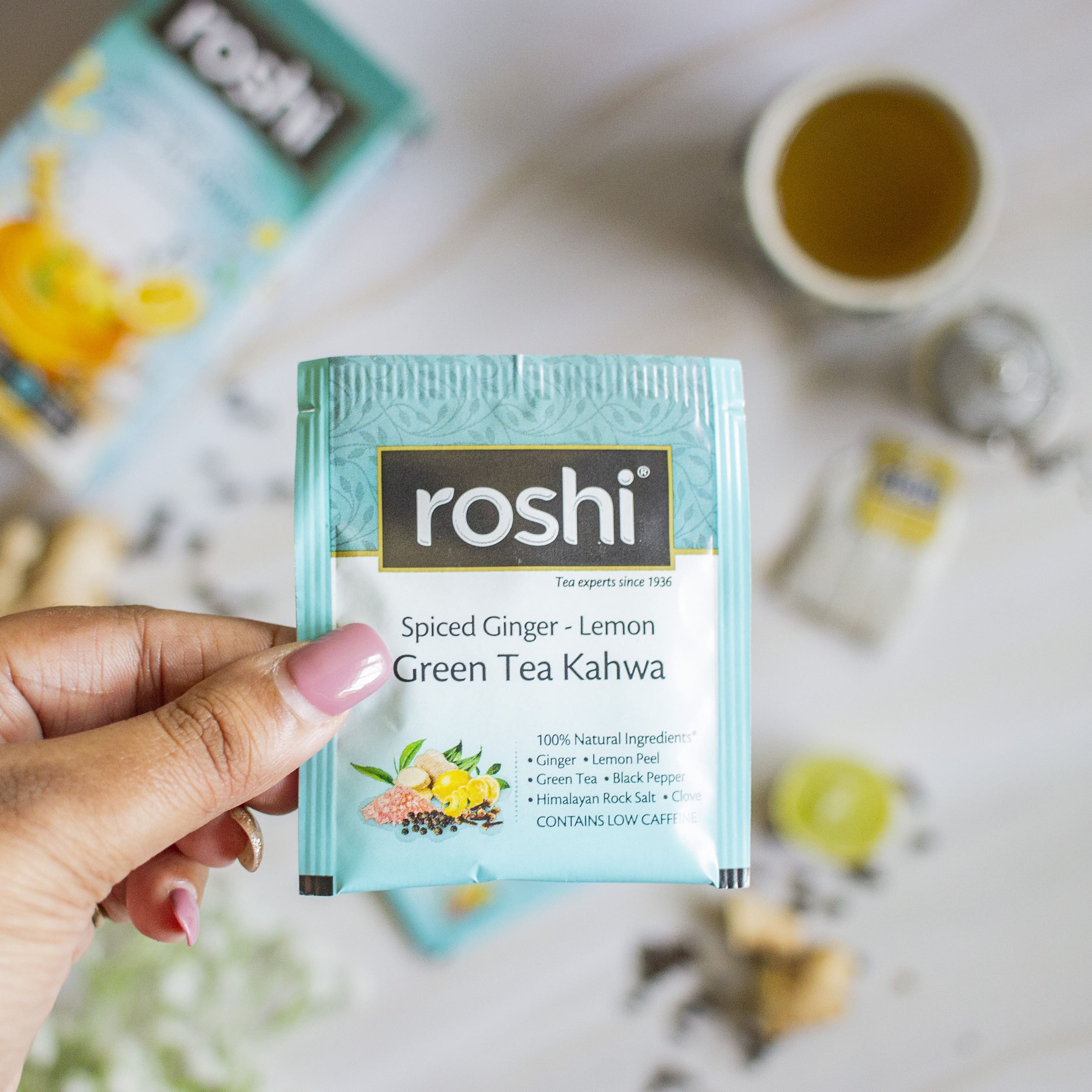 Roshi Green Tea Kahwa With Ginger & Lemon (25 Teabags) 57.5 g