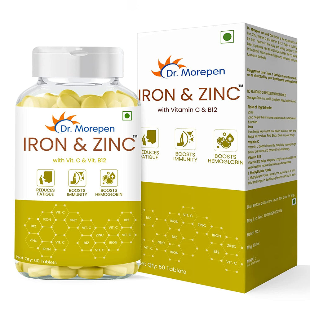 Shop Dr. Morepen's Iron & Zinc Tablets Immunity & Hemoglobin Booster ...