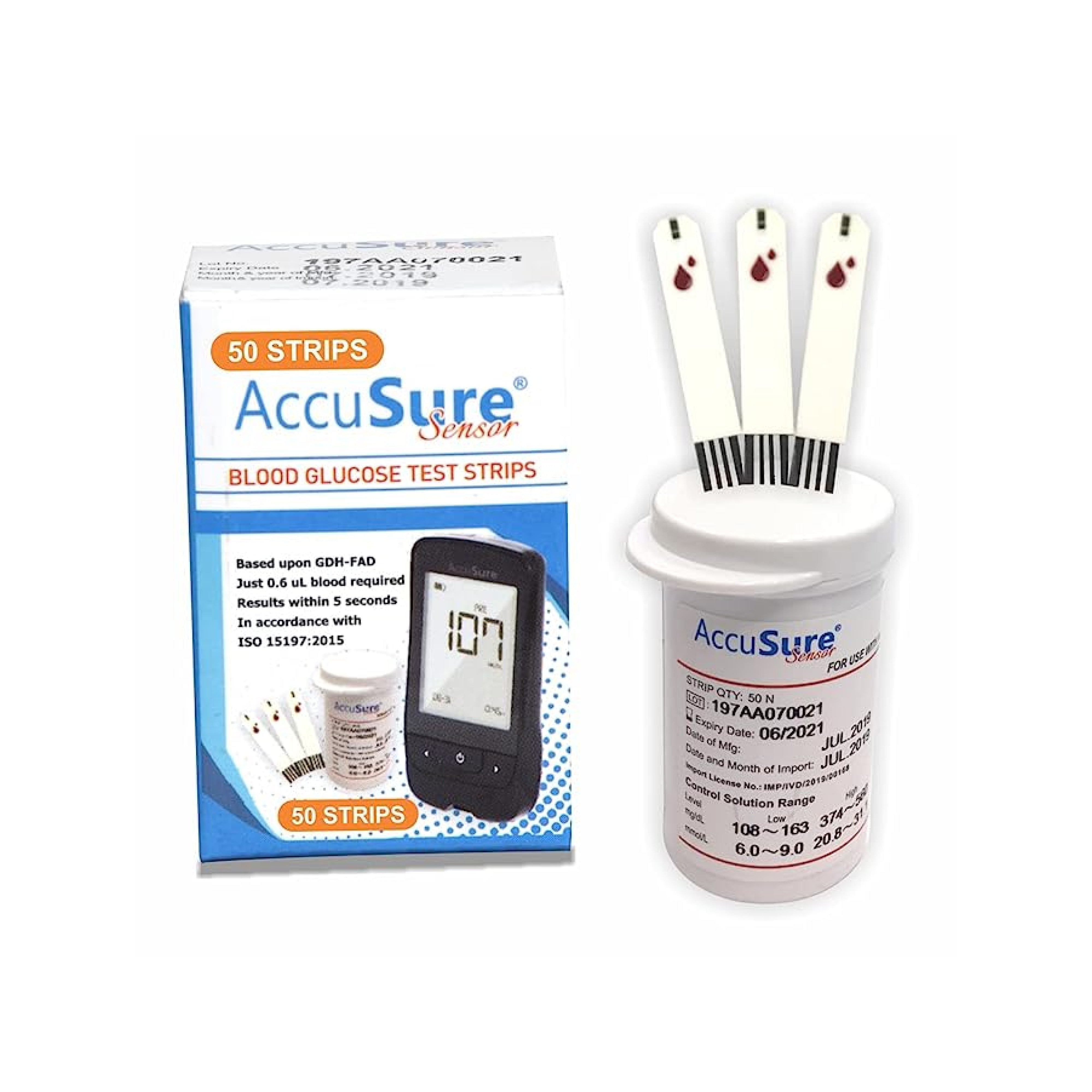 AccuSure Sensor - 25 Glucometer Testing Strips