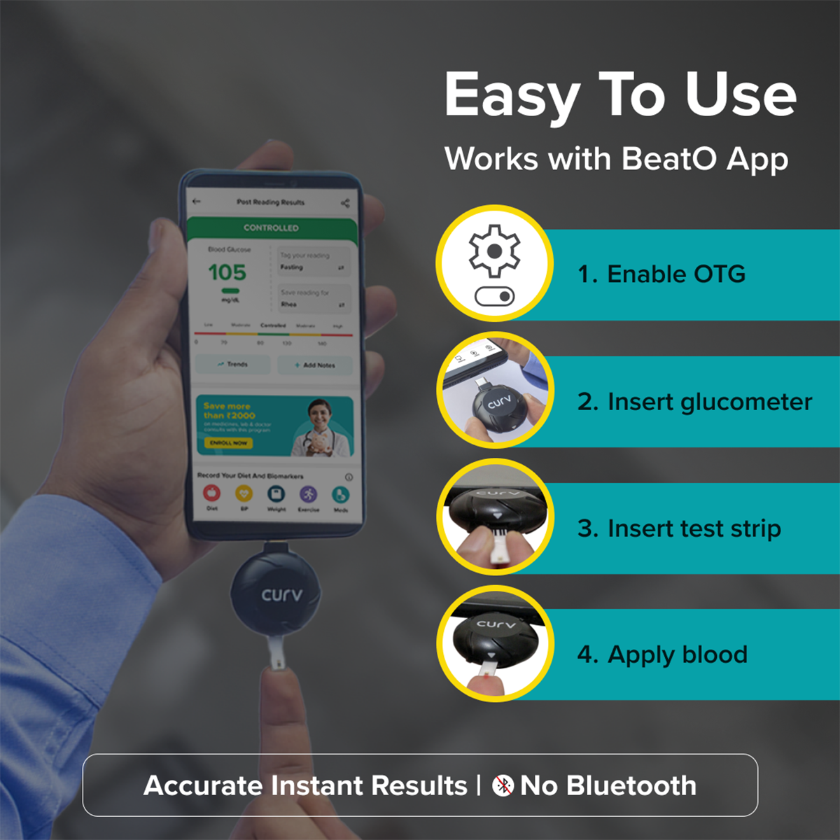 beato curv smartphone glucometer east to use
