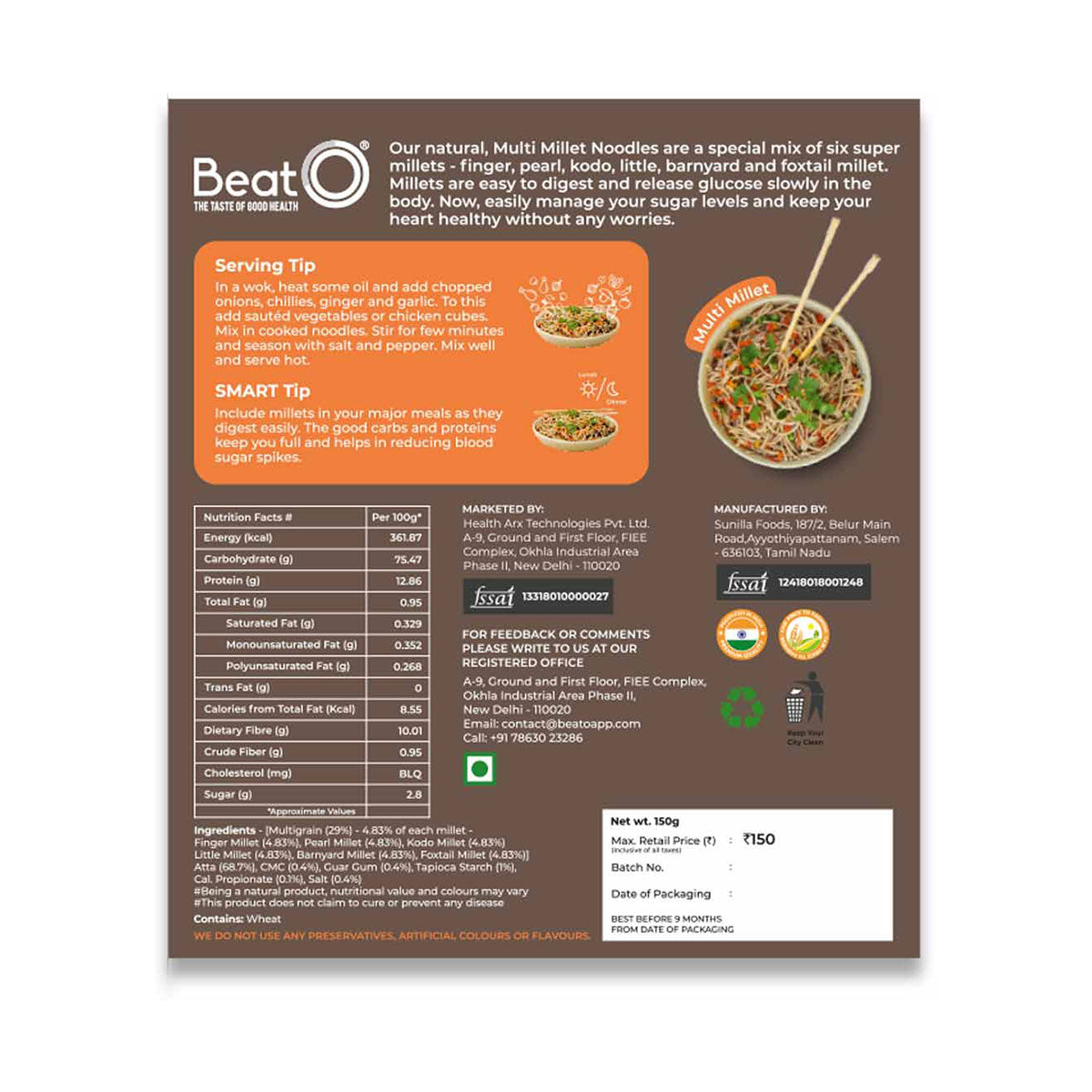 BeatO Multi Millet Noodles back