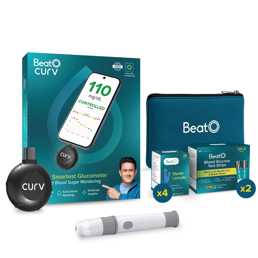 BeatO Glucometer | Auto-Saves Readings | ISO Certified | Free Strips &  Lancets | Lab-Grade Accuracy | Life time warranty
