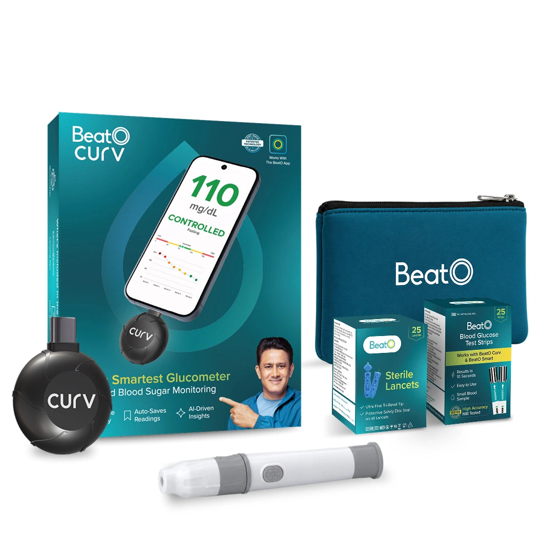 BeatO Smart Glucometer | Auto-Saves Readings | ISO Certified | Free 25 Strips & 25 Lancets | Lab-Grade Accuracy | Life time warranty