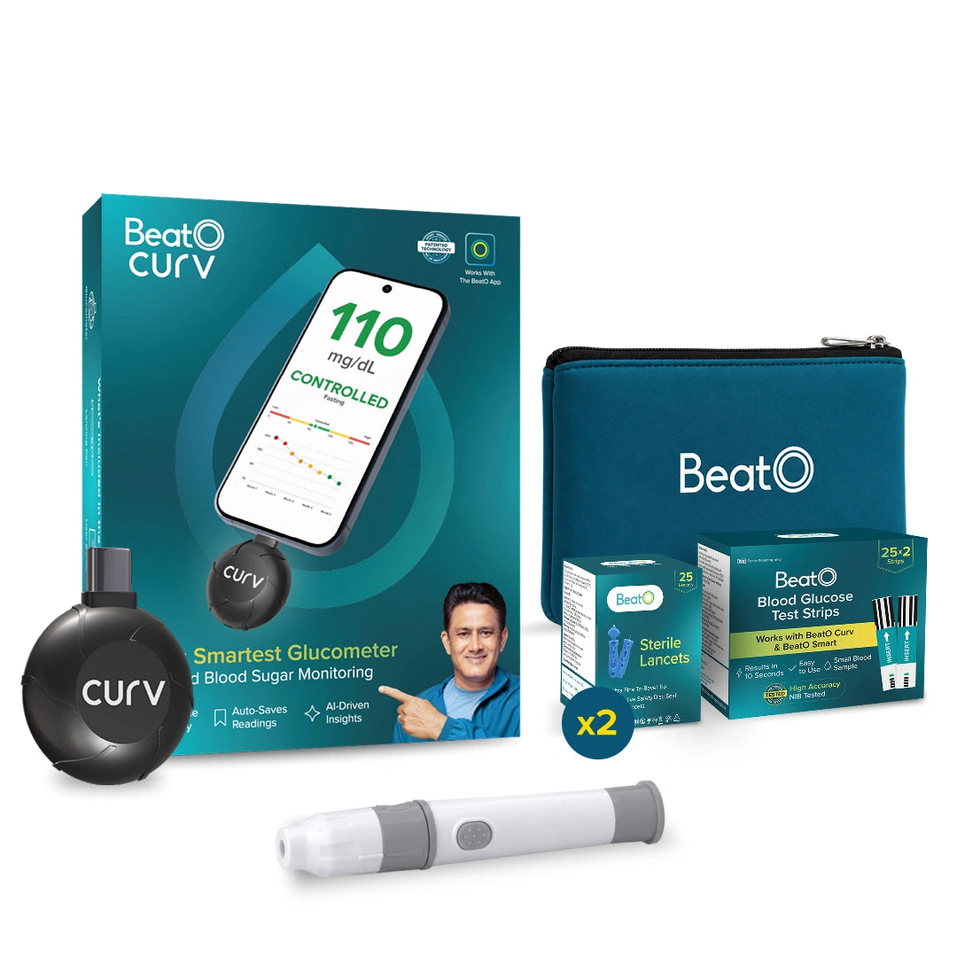 BeatO Glucometer | Auto-Saves Readings | ISO Certified | Free Strips &  Lancets | Lab-Grade Accuracy | Life time warranty