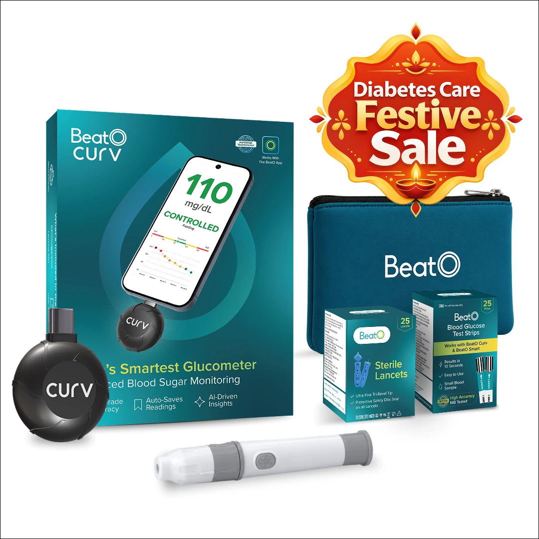 BeatO Glucometer | Auto-Saves Readings | ISO Certified | Free Strips &  Lancets | Lab-Grade Accuracy | Life time warranty
