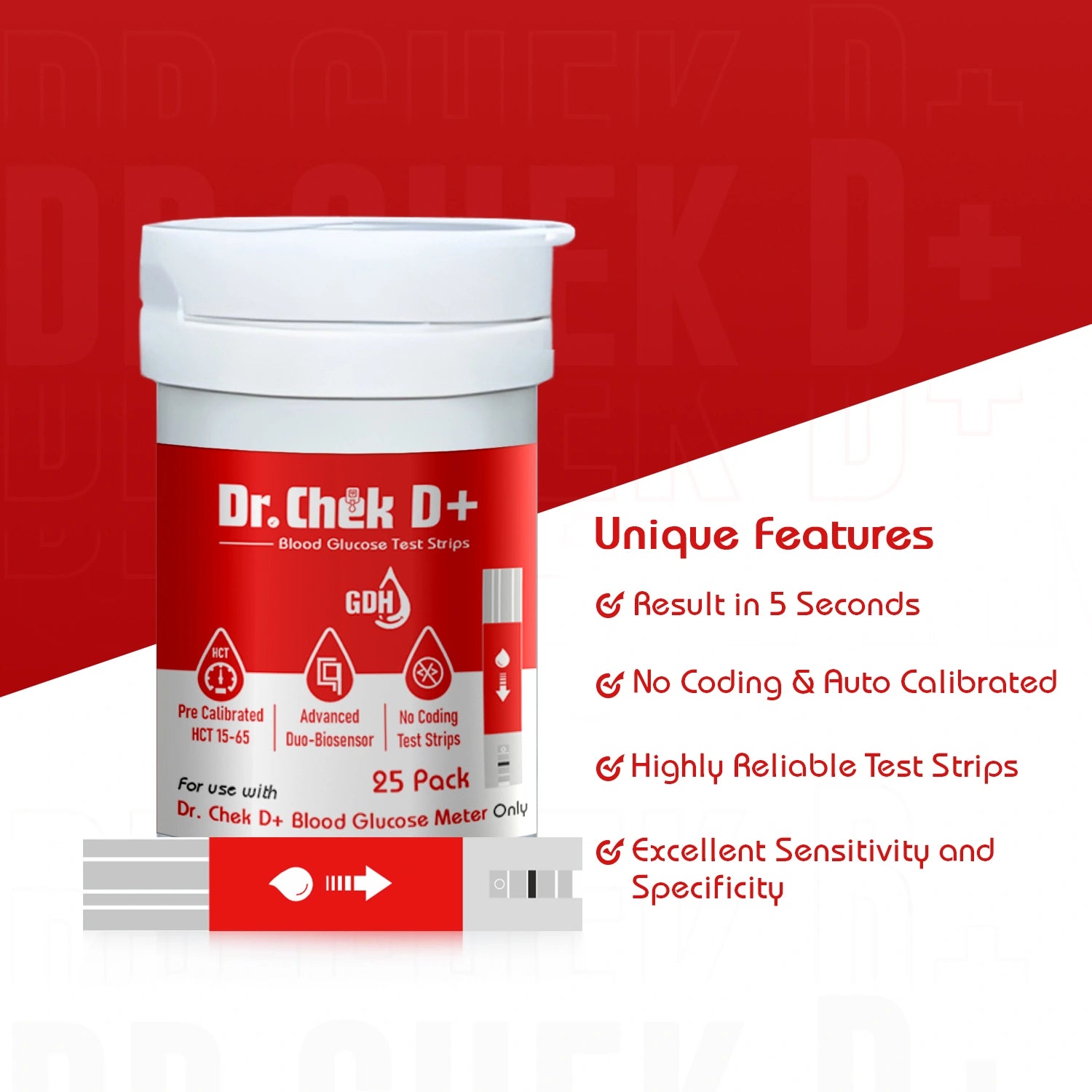 Dr. Chek D+ Blood Glucose Strips