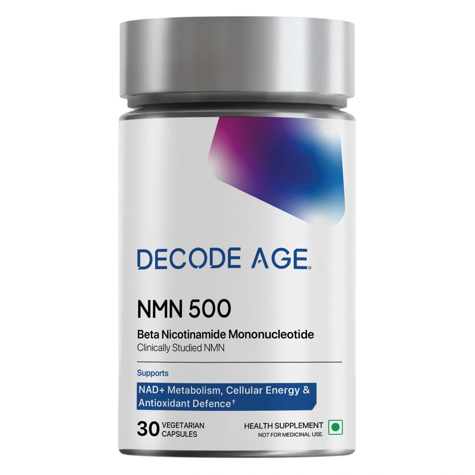 Decode Age NMN 250 supplement bottle on a white background