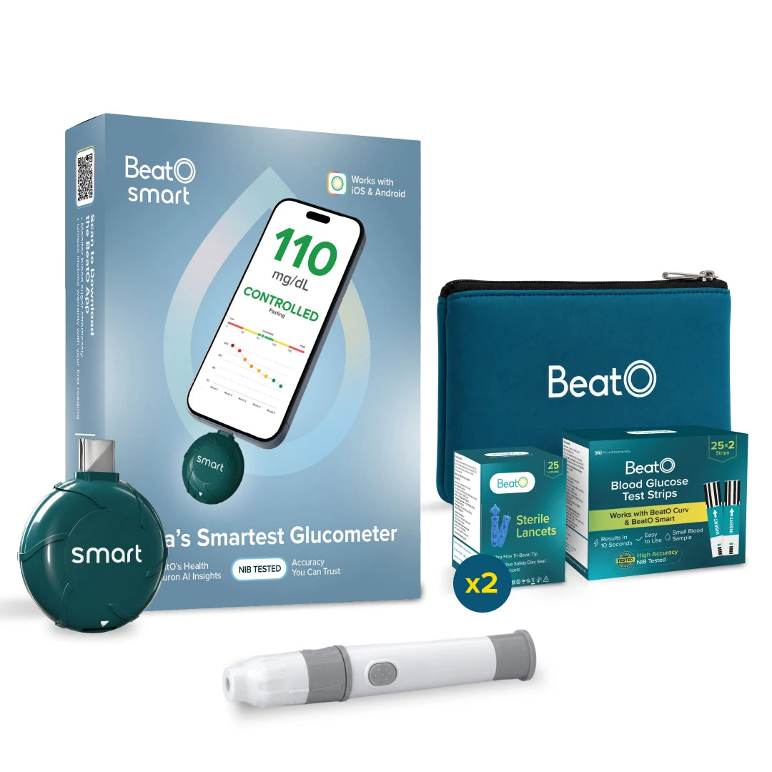 BeatO Glucometer | Auto-Saves Readings | ISO Certified | Free Strips &  Lancets | Lab-Grade Accuracy | Life time warranty