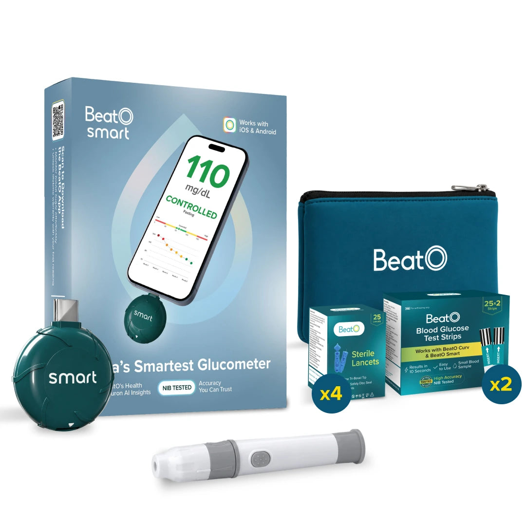 BeatO Glucometer | Auto-Saves Readings | ISO Certified | Free Strips &  Lancets | Lab-Grade Accuracy | Life time warranty