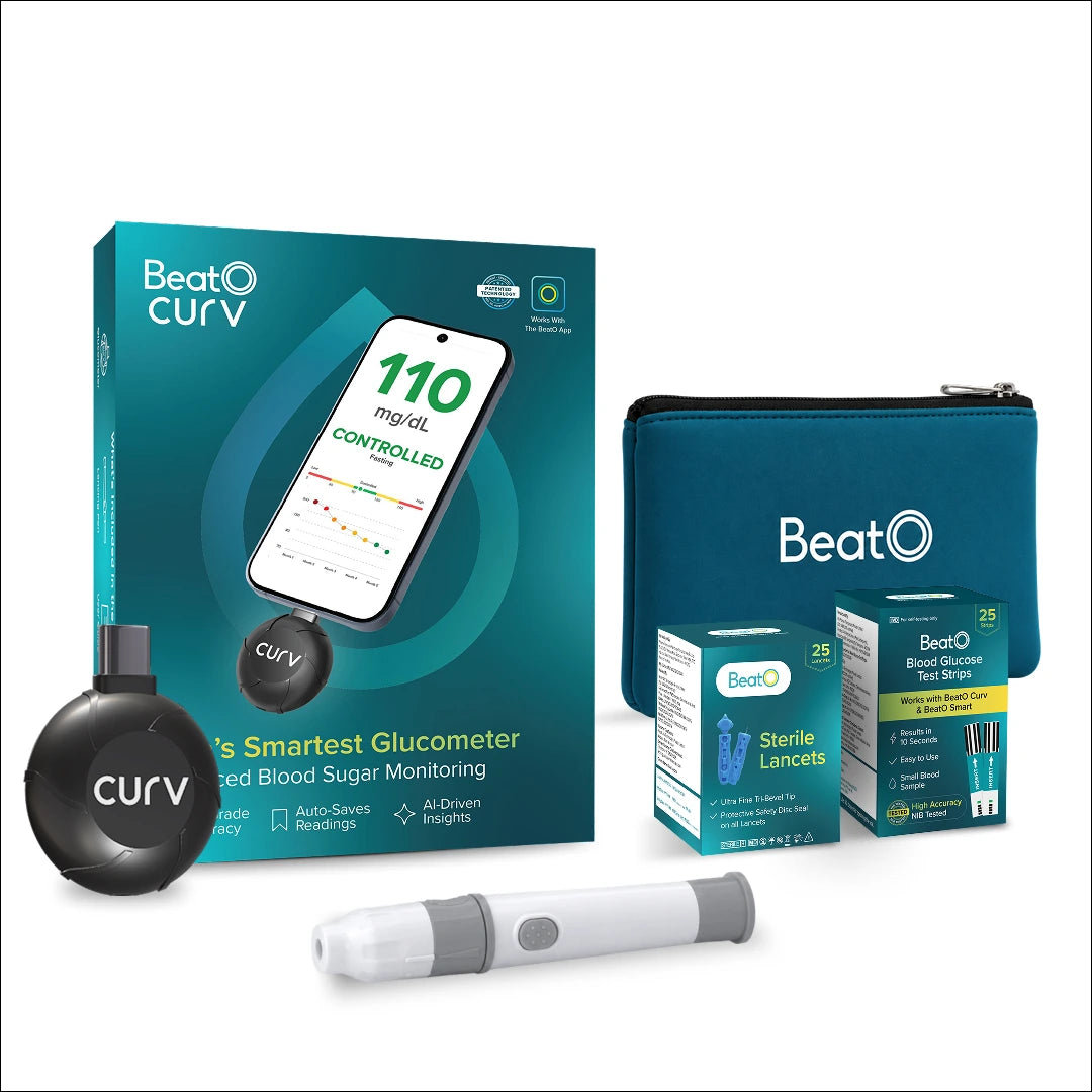 BeatO Glucometer | Auto-Saves Readings | ISO Certified | Free Strips &  Lancets | Lab-Grade Accuracy | Life time warranty