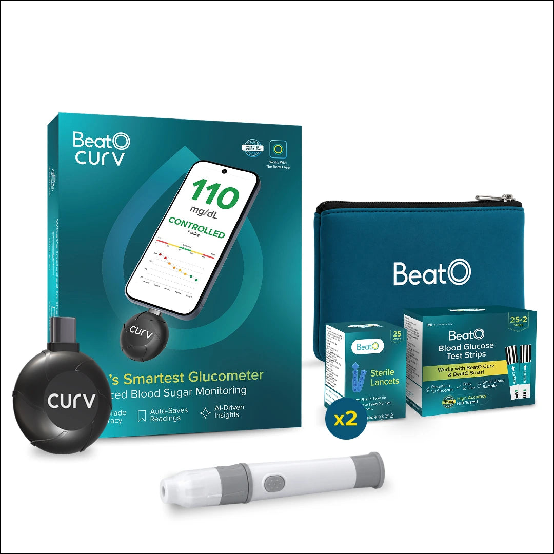 BeatO Glucometer | Auto-Saves Readings | ISO Certified | Free Strips &  Lancets | Lab-Grade Accuracy | Life time warranty