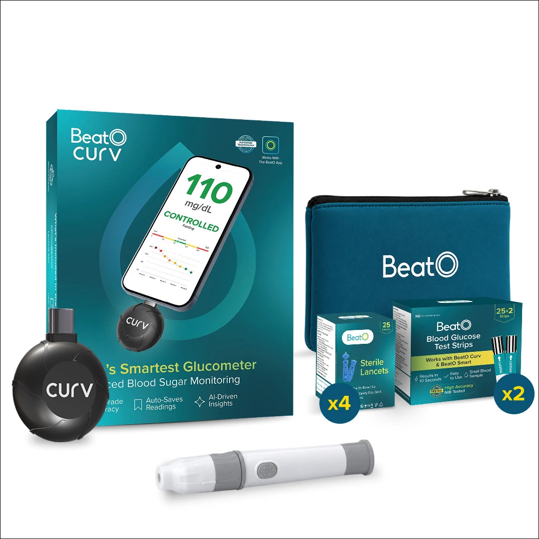 BeatO Glucometer | Auto-Saves Readings | ISO Certified | Free Strips &  Lancets | Lab-Grade Accuracy | Life time warranty