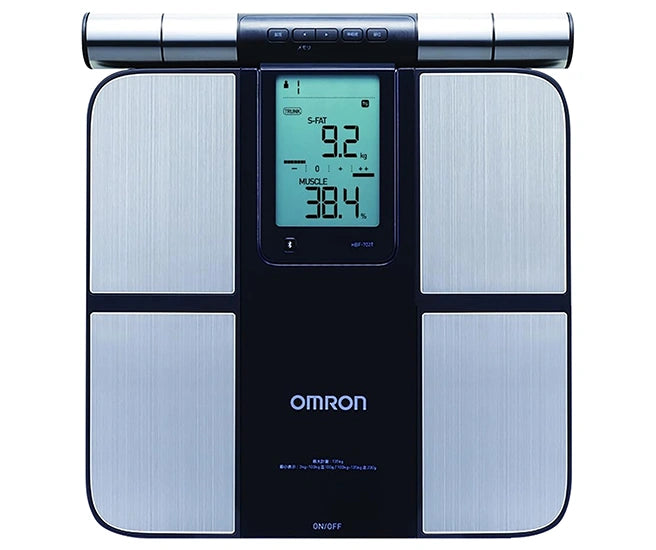 Omron body analysis scale on a white background