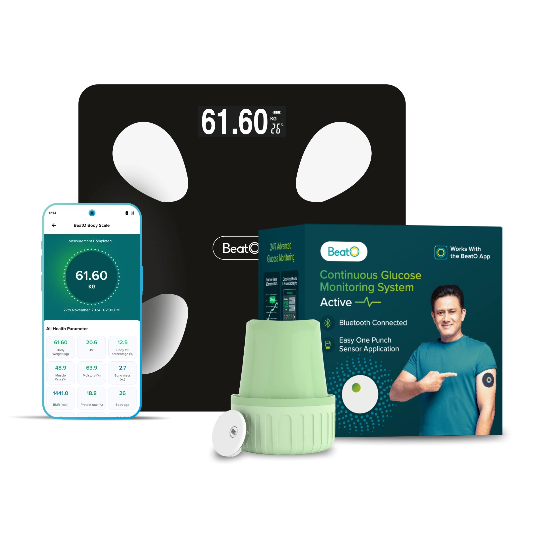 BeatO CGM with FitScale by BeatO Body Composition Scale