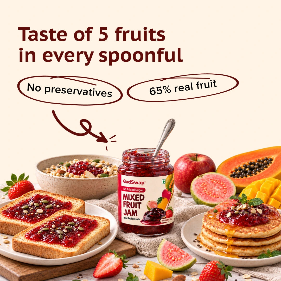 GudSwap by BeatO No Added Sugar Mixed Fruit Jam – 220g