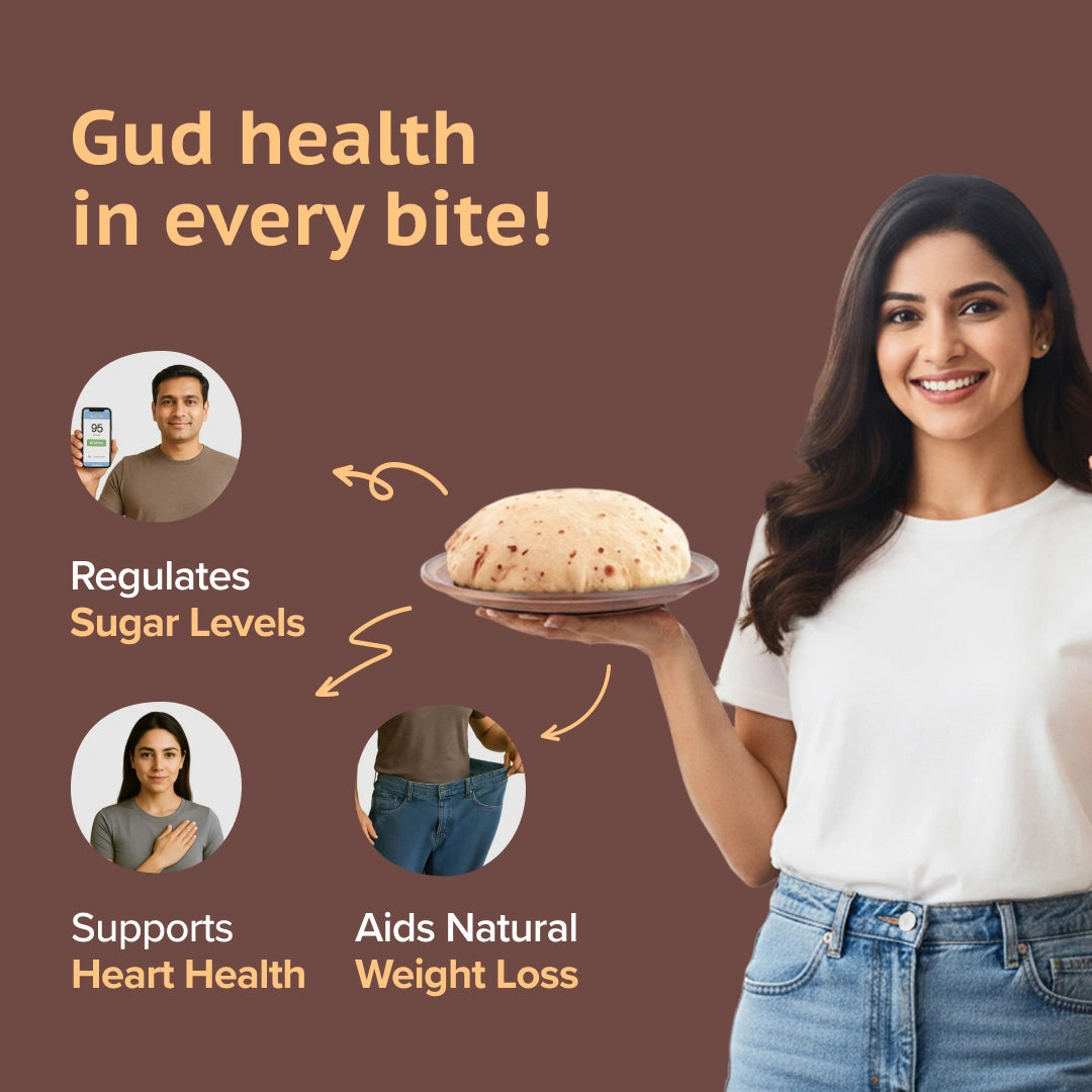 GudSwap by BeatO Low GI Chakki Atta (1kg) | Diabetes-Friendly | High Fibre | Multi Millet & Super Seed Mix | No Preservatives | No Added Sugar | Stone-Ground