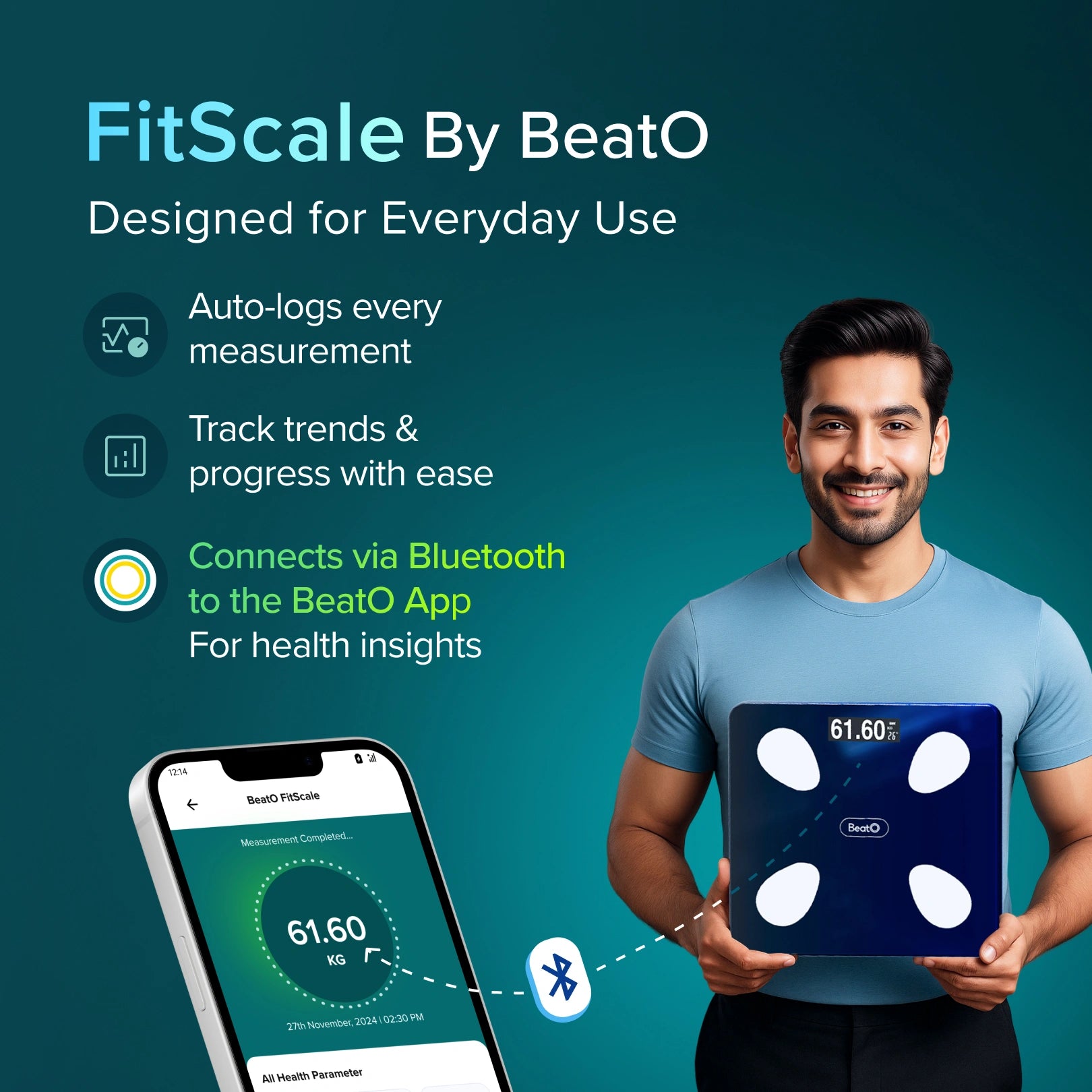 BeatO CGM with FitScale by BeatO Body Composition Scale