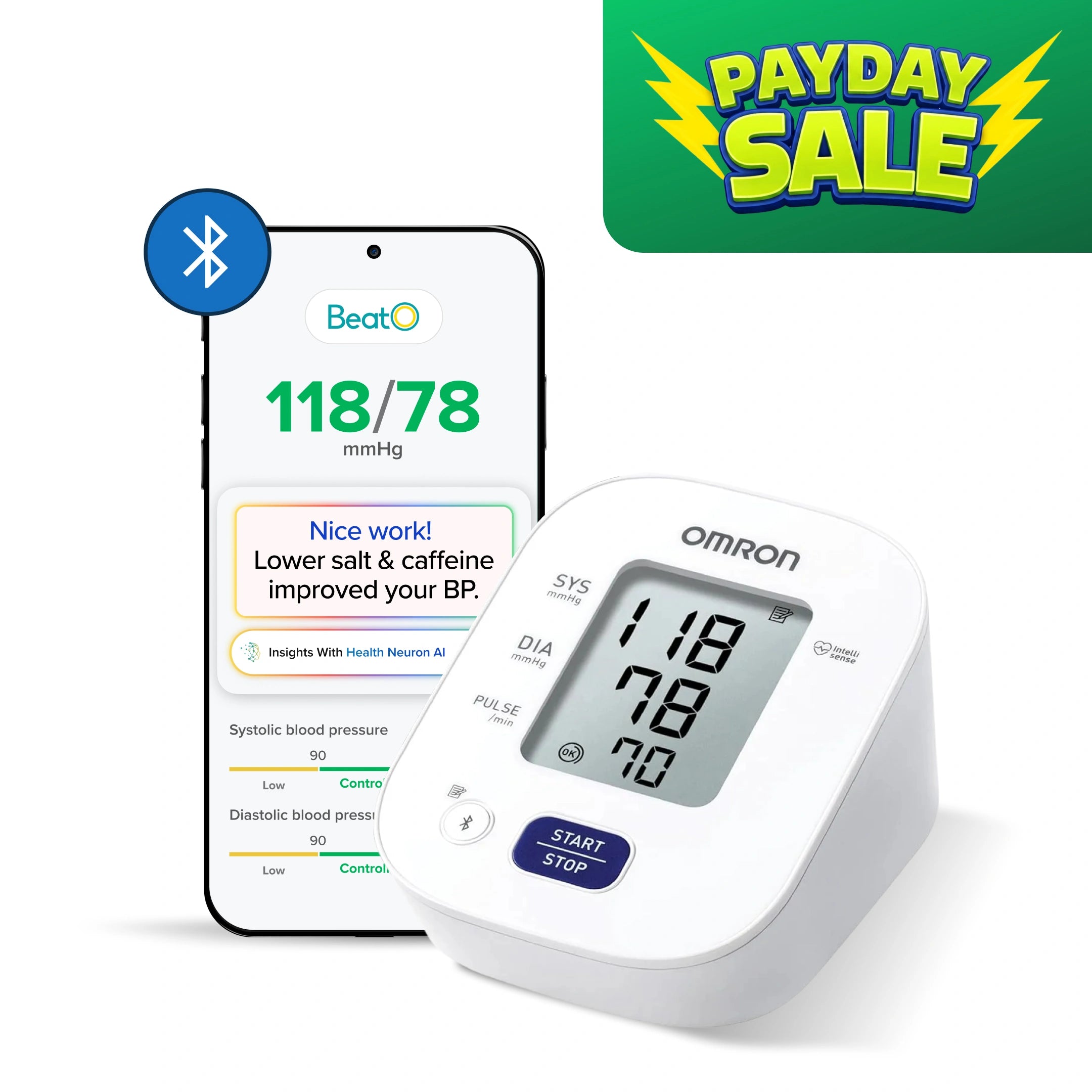 OMRON HEM-7140T1 Bluetooth BP Monitor Powered by BeatO App