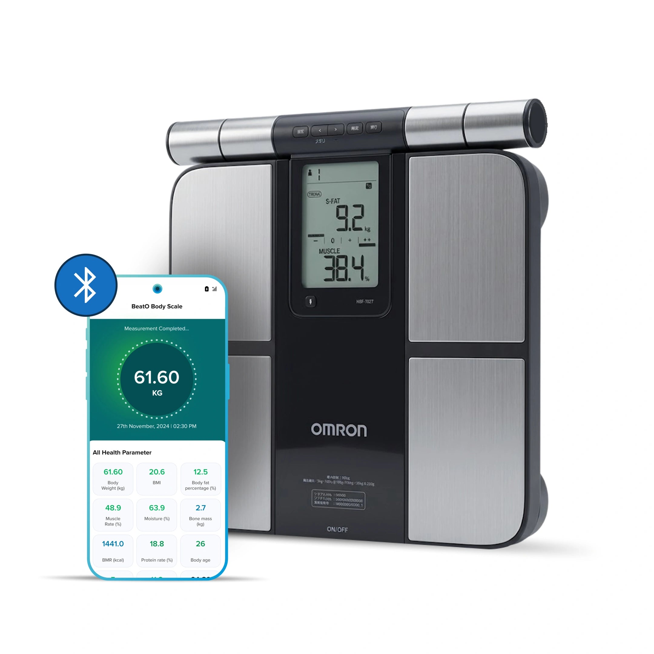 Omron New Karada Scan HBF 702T Digital Body Composition Monitor, Silver