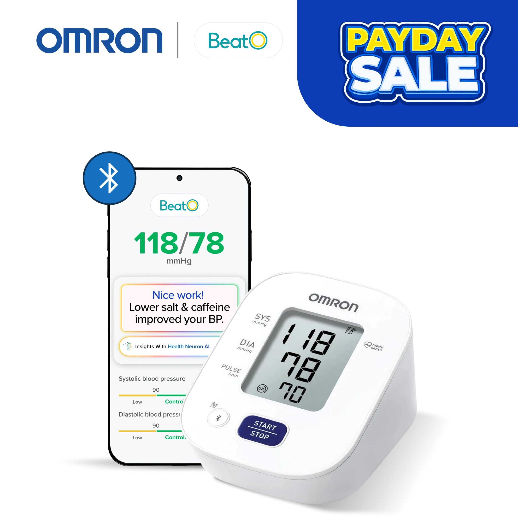 OMRON HEM-7140T1 Bluetooth BP Monitor Powered by BeatO App
