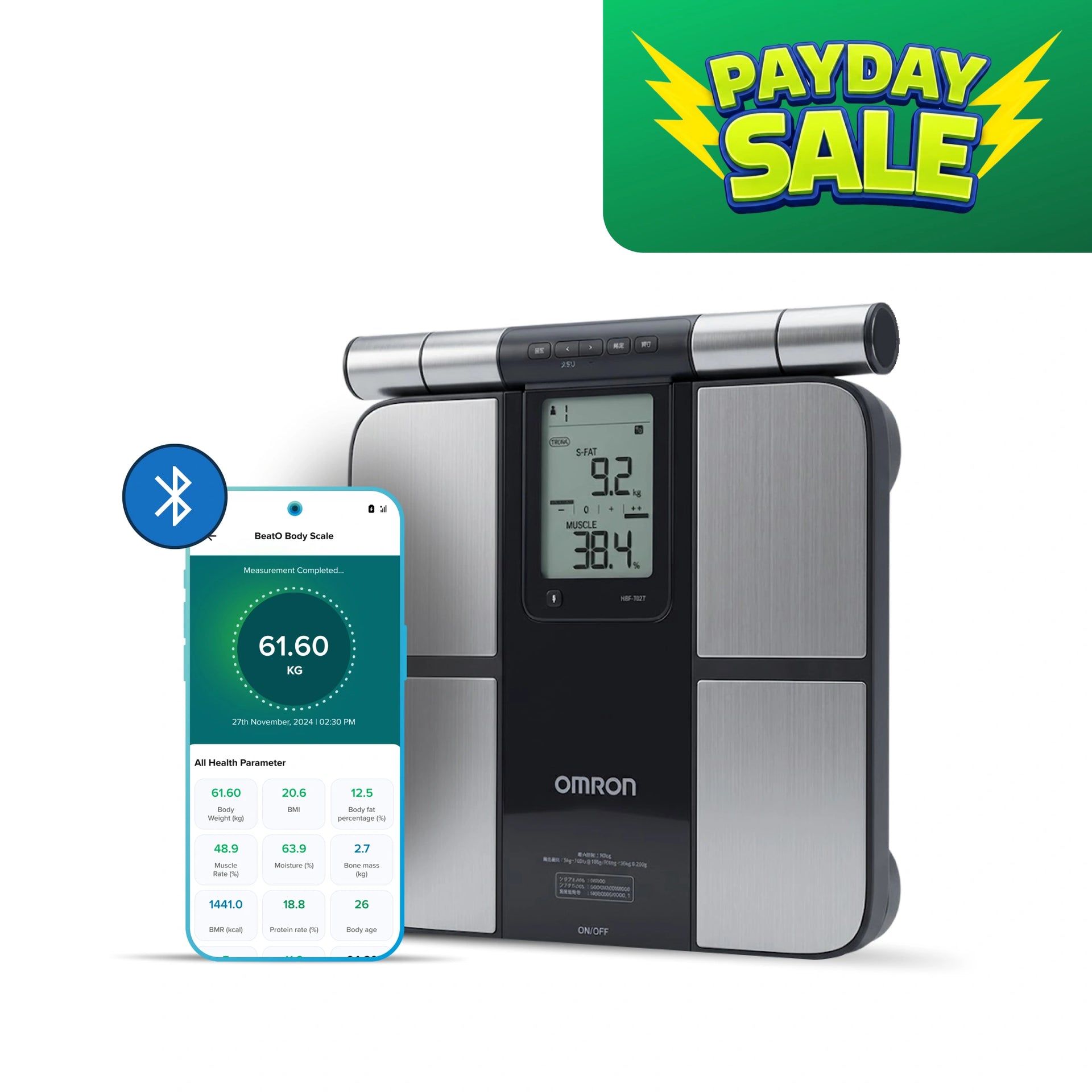 Omron New Karada Scan HBF 702T Digital Body Composition Monitor, Silve